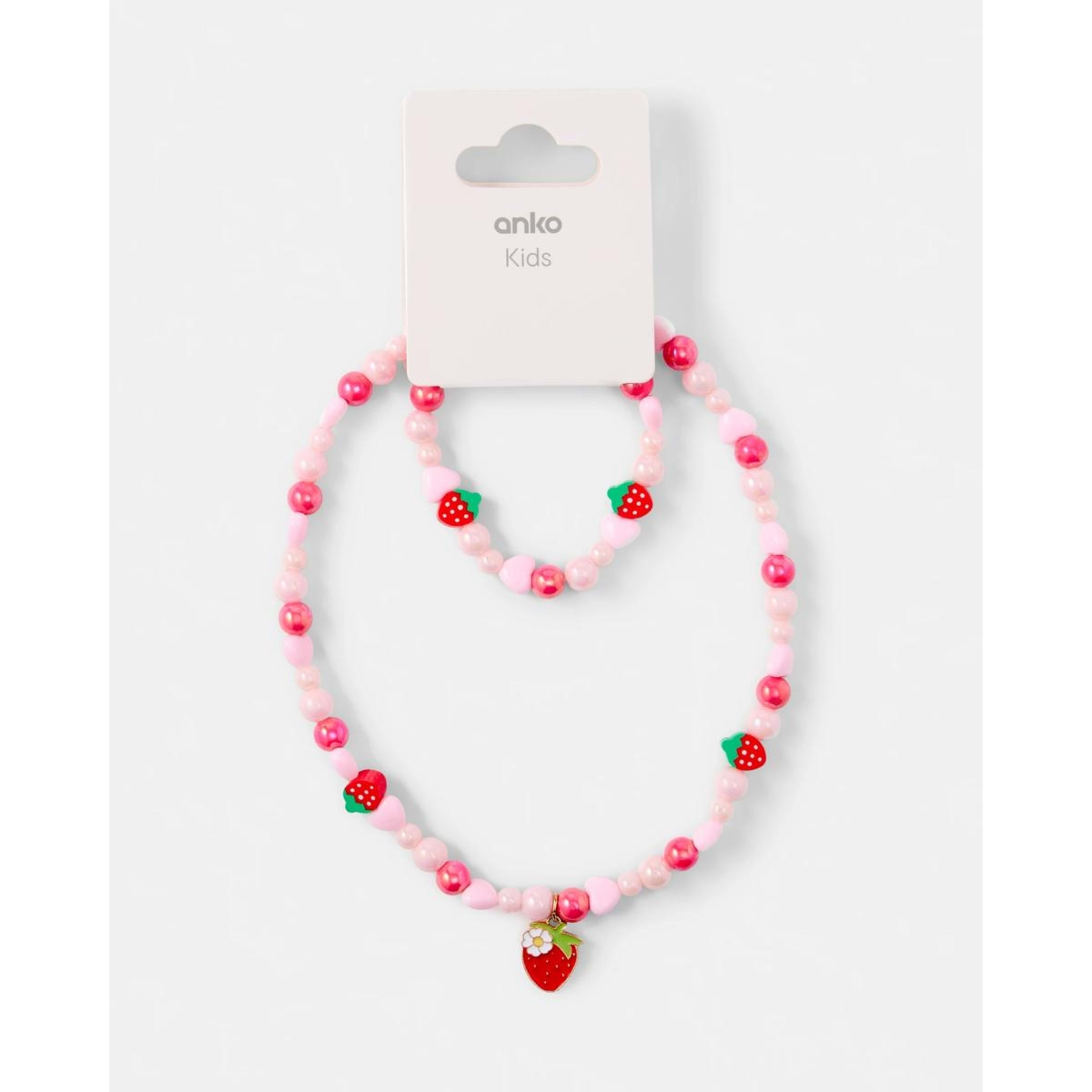 4 2 Pack Strawberry Necklace and Bracelet Set - Red and Pink, 4 of 4