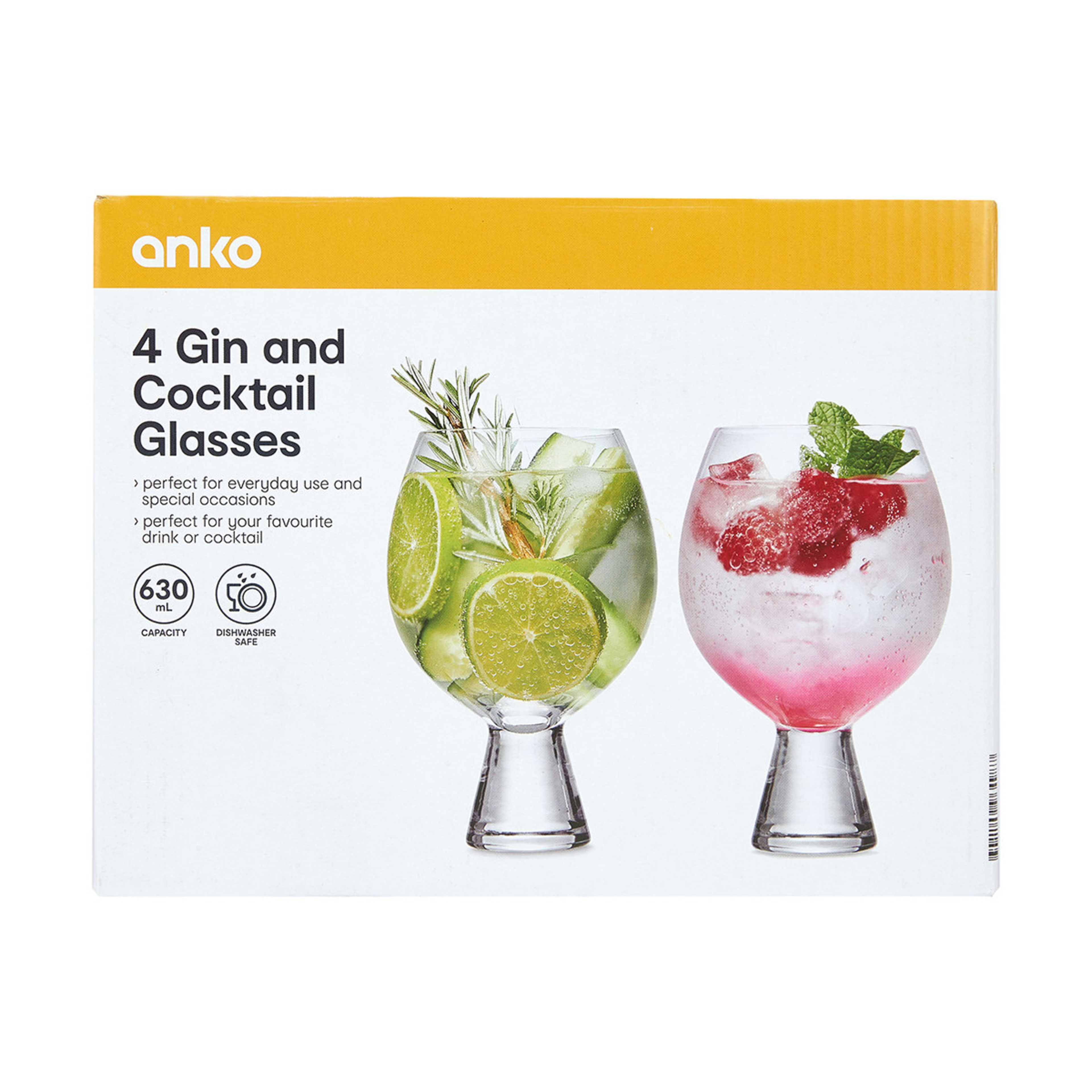 4 Gin and Cocktail Glasses Kmart