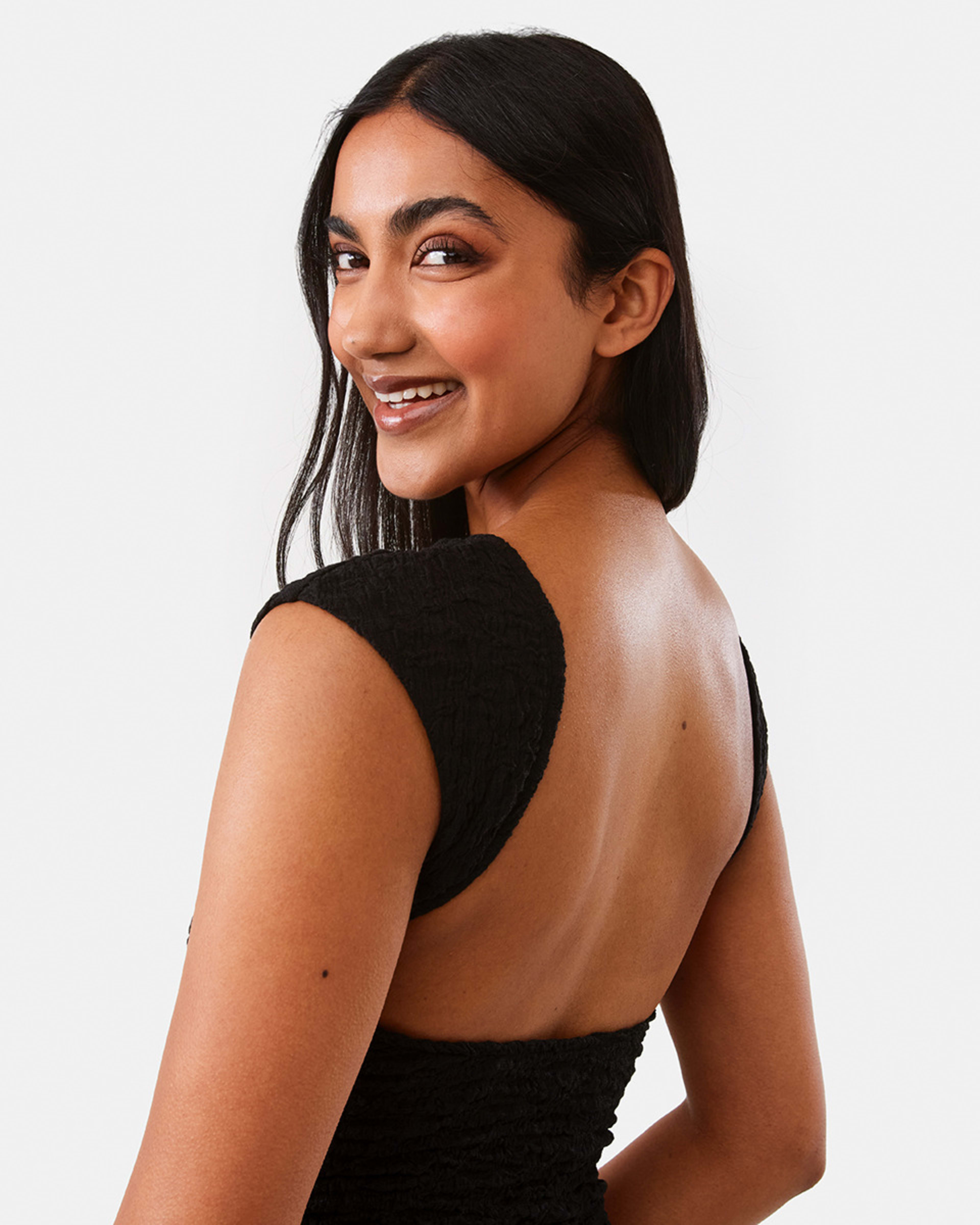 6 Sleeveless Textured Open Back Top Black, 6 of 8