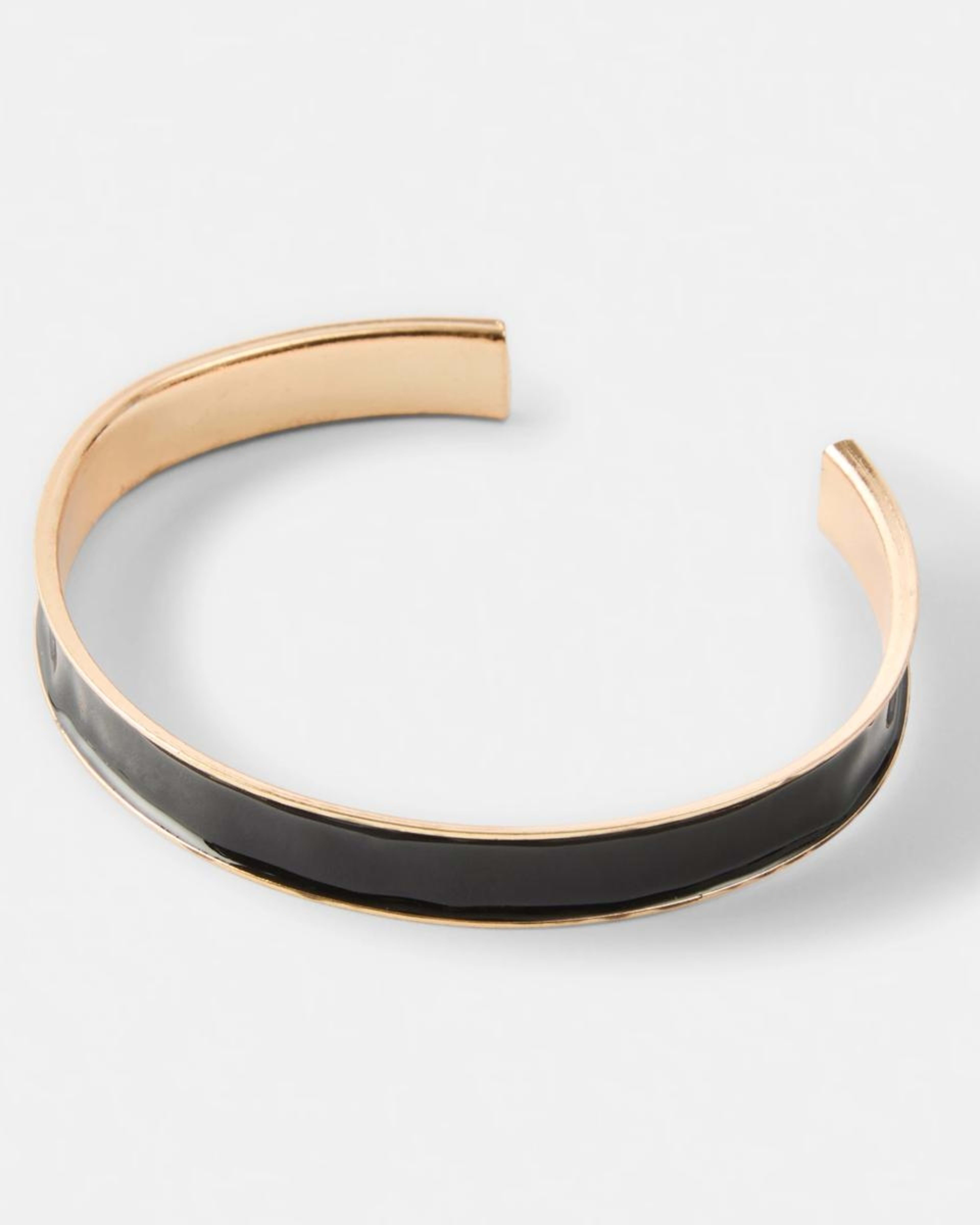 2 2 Colour Cuff Bracelet - Black and Gold Tone Gold, 2 of 5