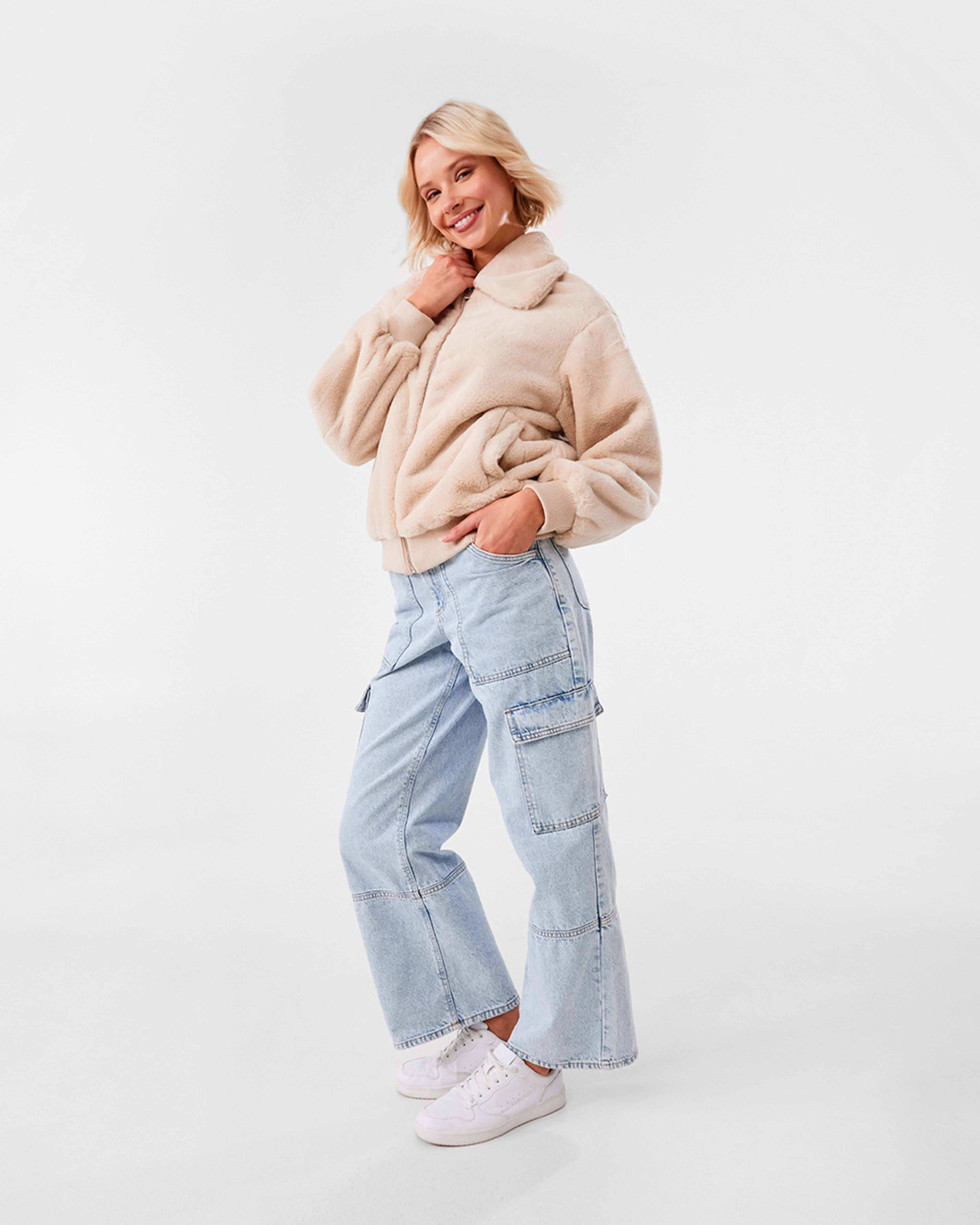 4 Plush Teddy Jacket White, 4 of 10