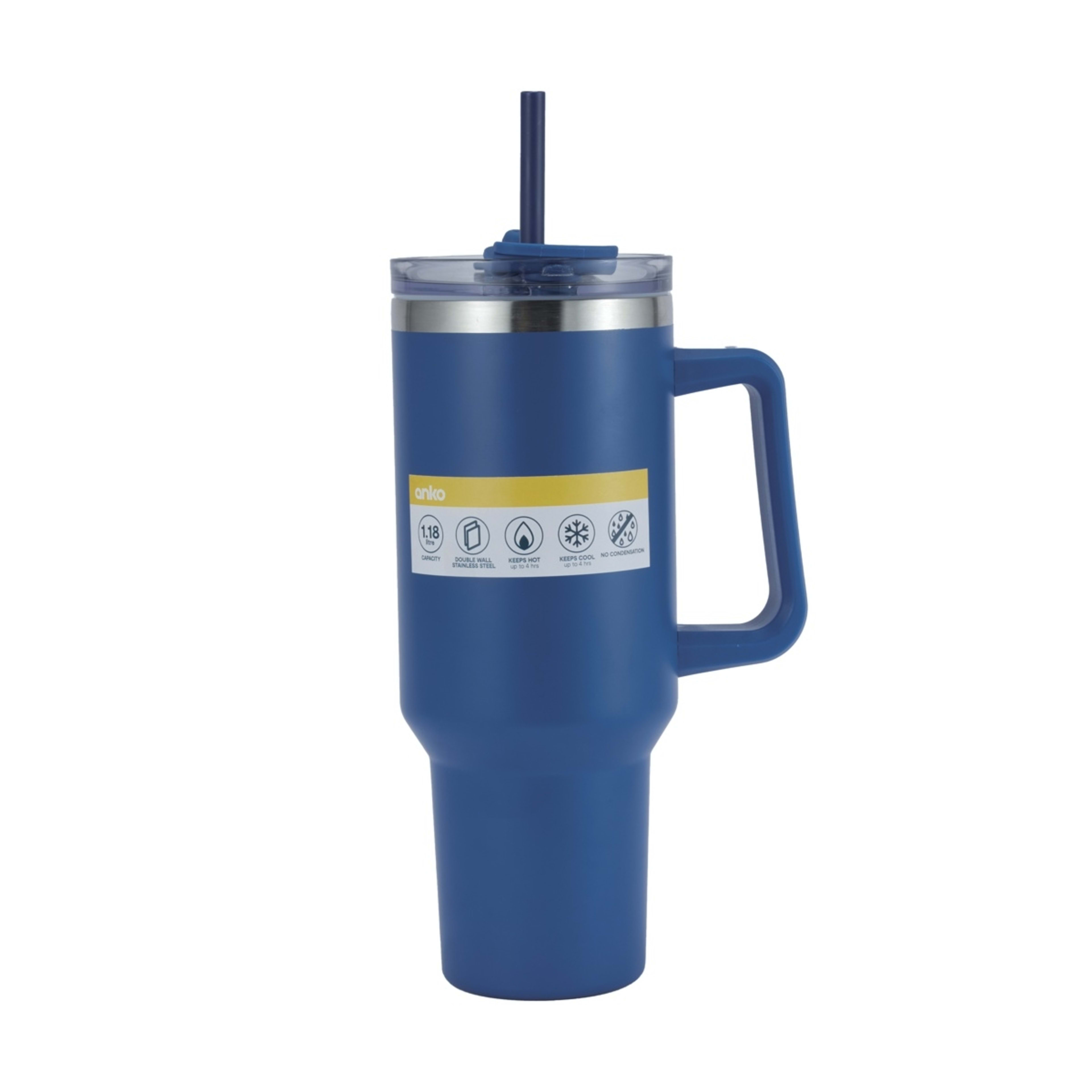 1.18L Blue Jumbo Tumbler with Handle - Kmart