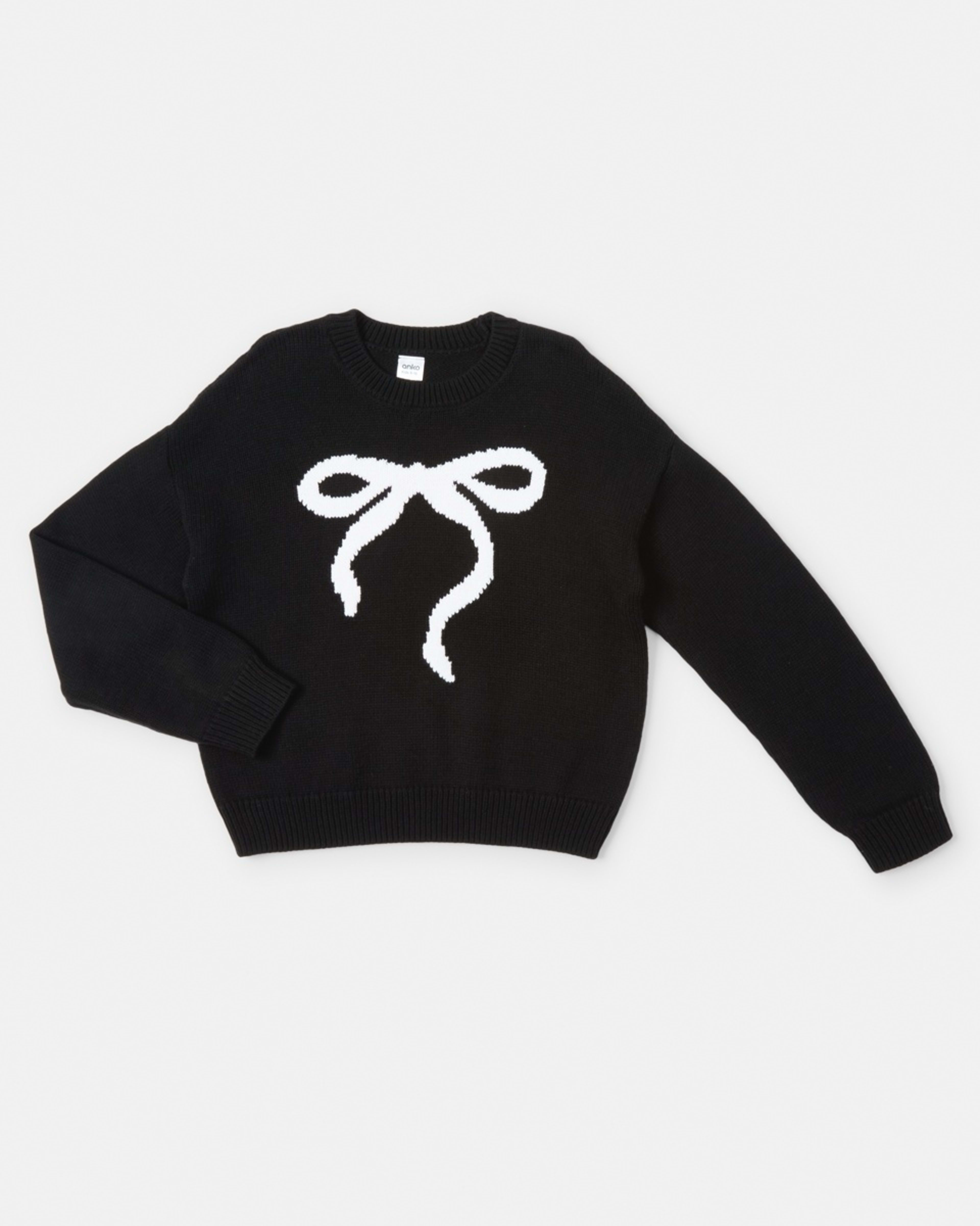 7 Bow Knit Jumper Black, 7 of 8