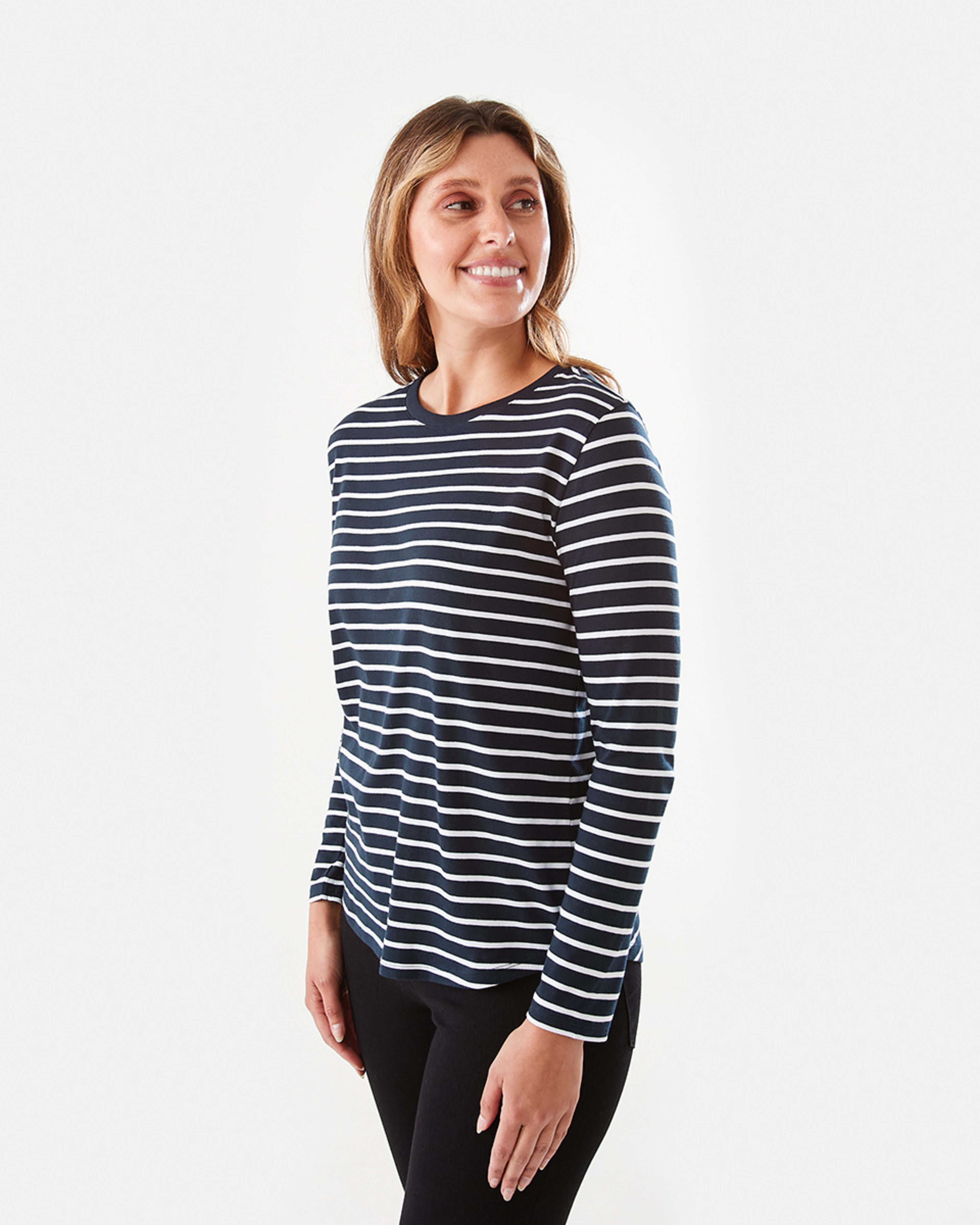 2 Long Sleeve Cotton T-shirt Wide St Nv, 2 of 6