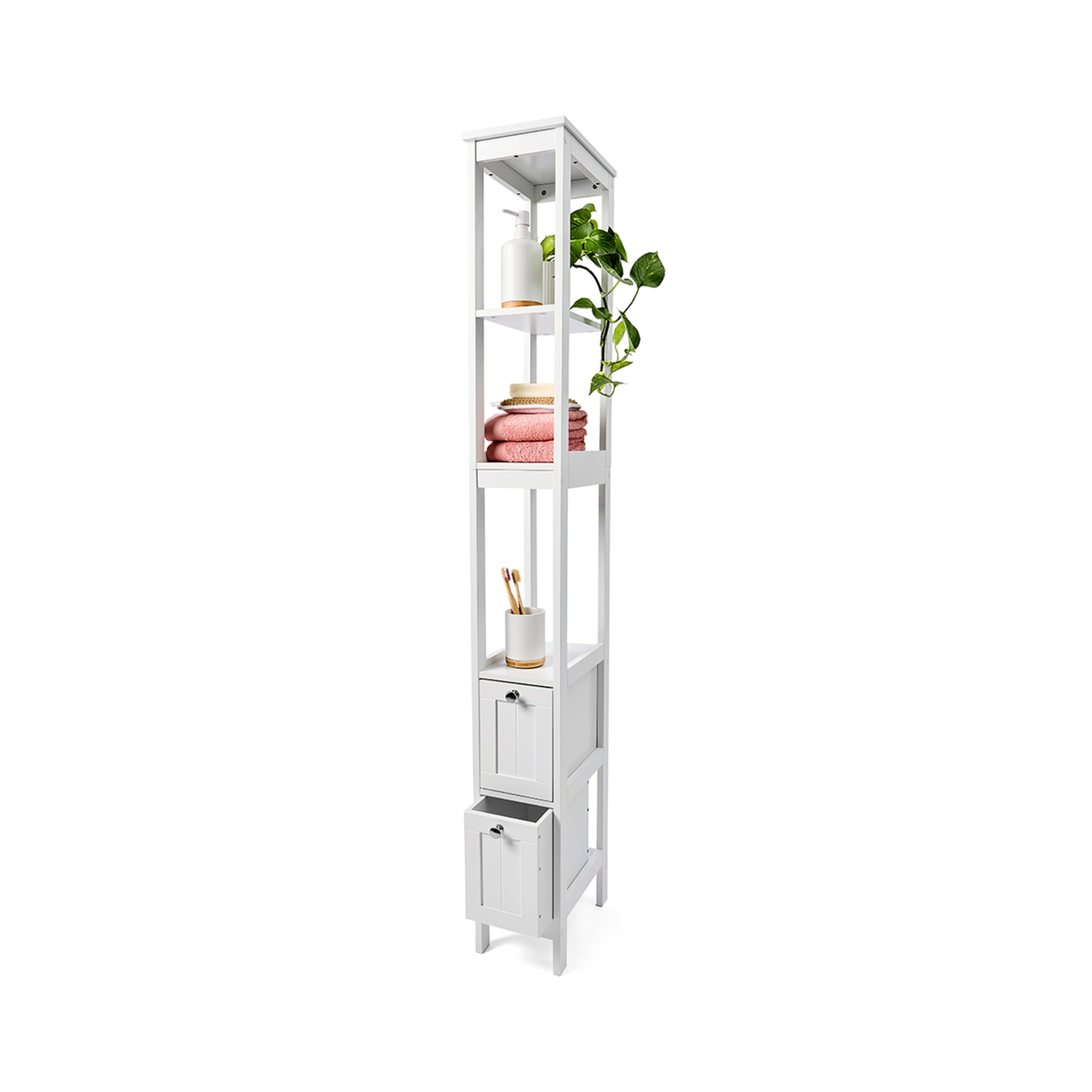 3 Panelled Slim 5 Tier Unit - White, 3 of 10