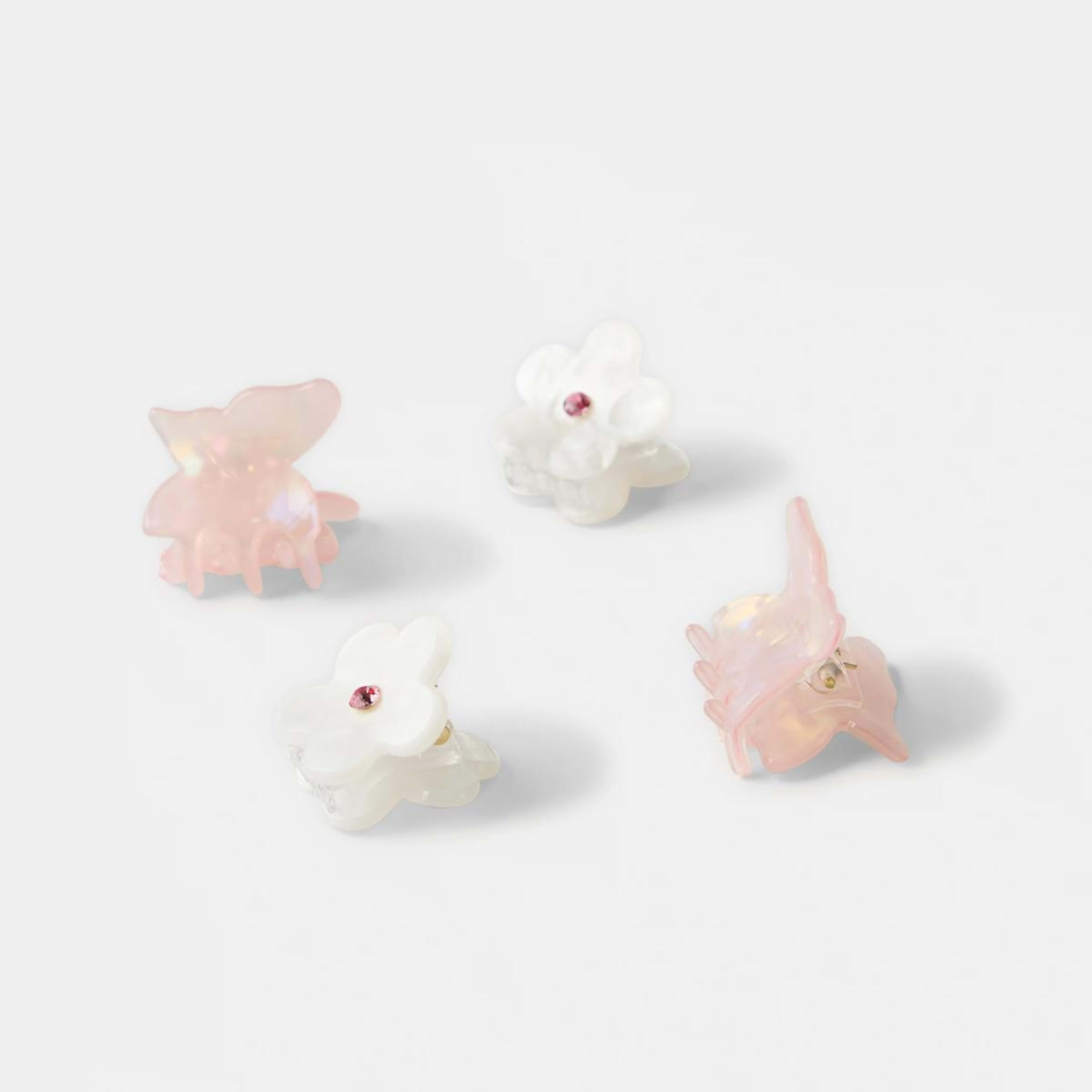 2 4 Pack Butterfly Claw Hair Clips - White and Pink, 2 of 3