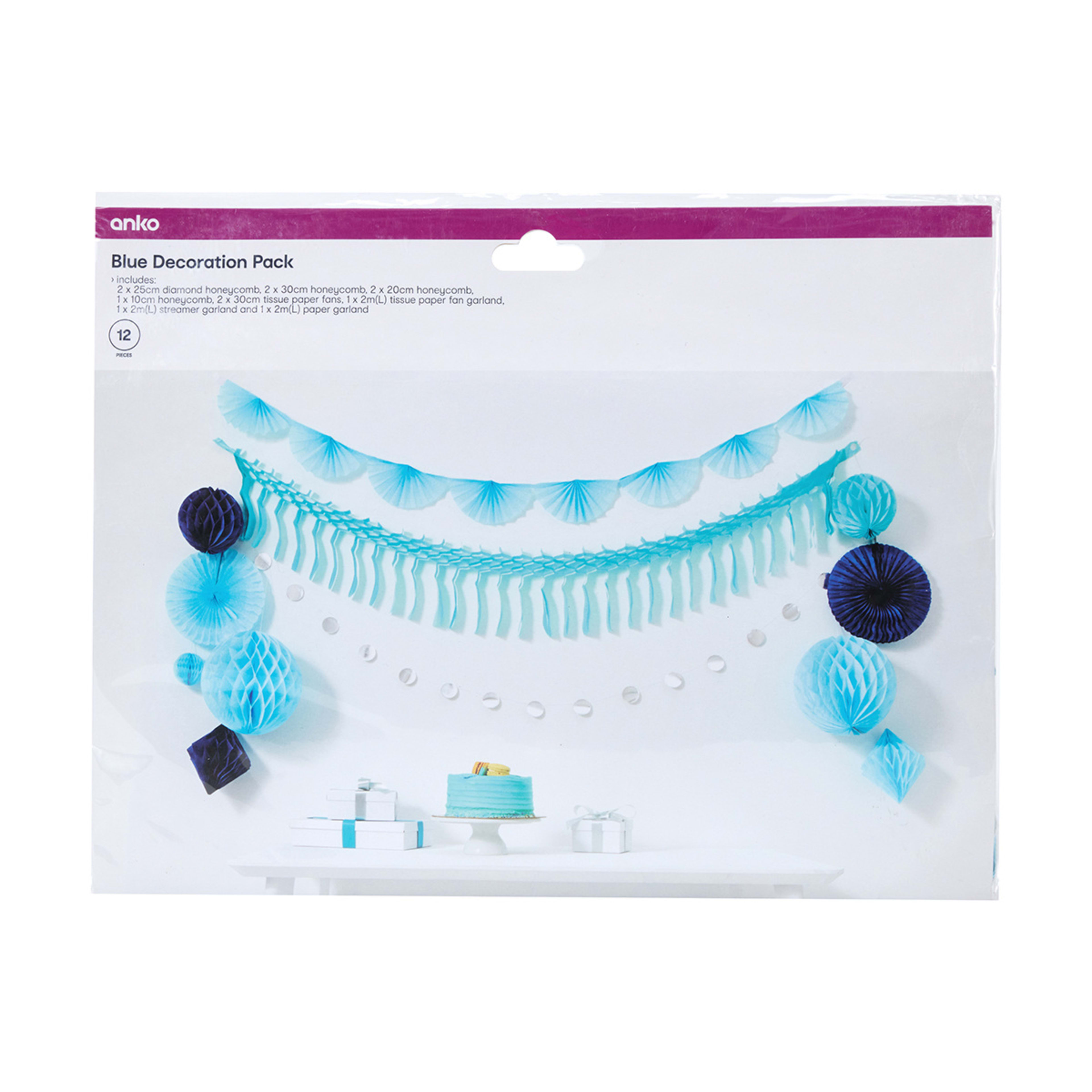12 Piece Blue Decoration Pack Kmart