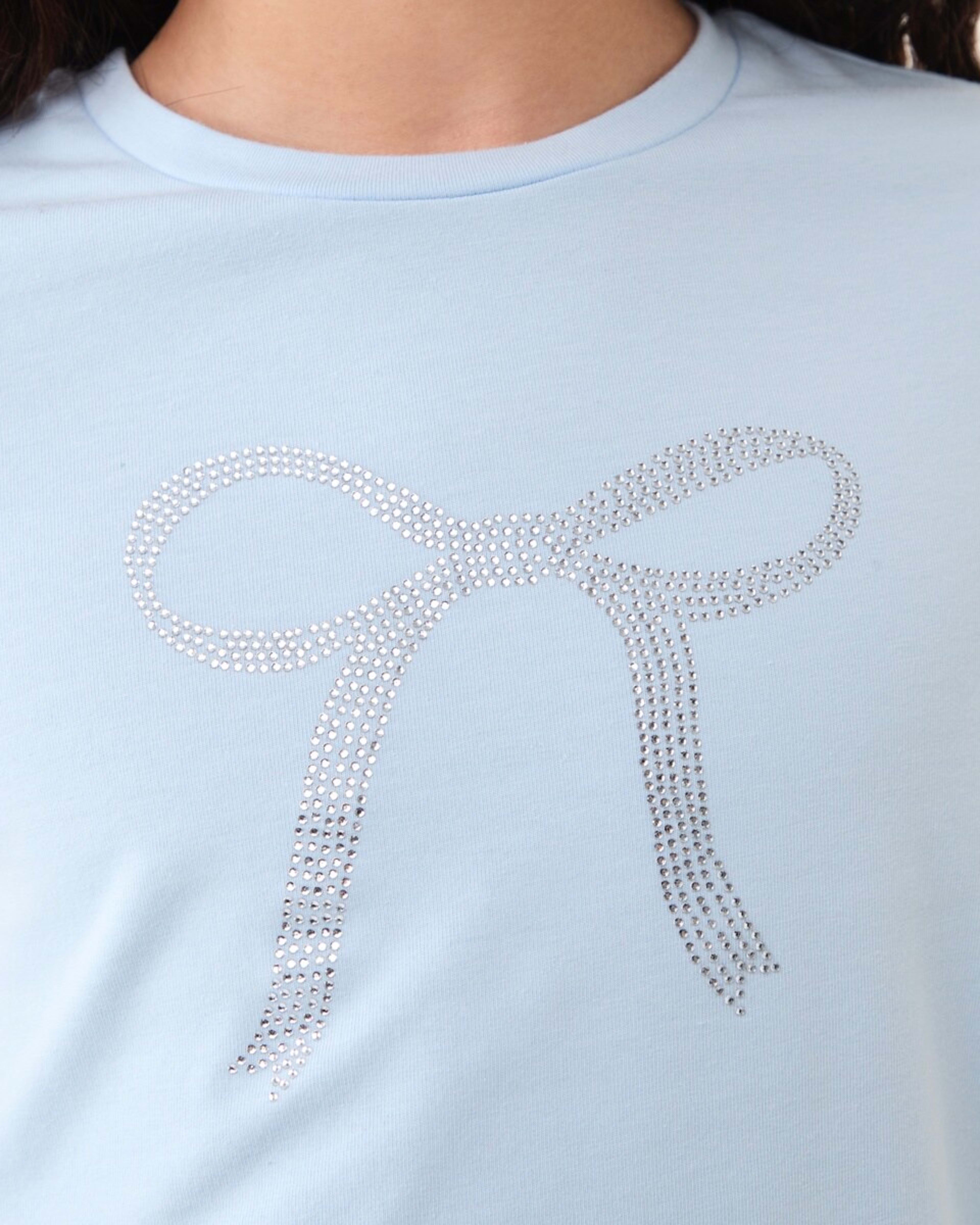 4 Short Sleeve Embellished T-shirt DIAMONTE BOW ICE MIST, 4 of 6