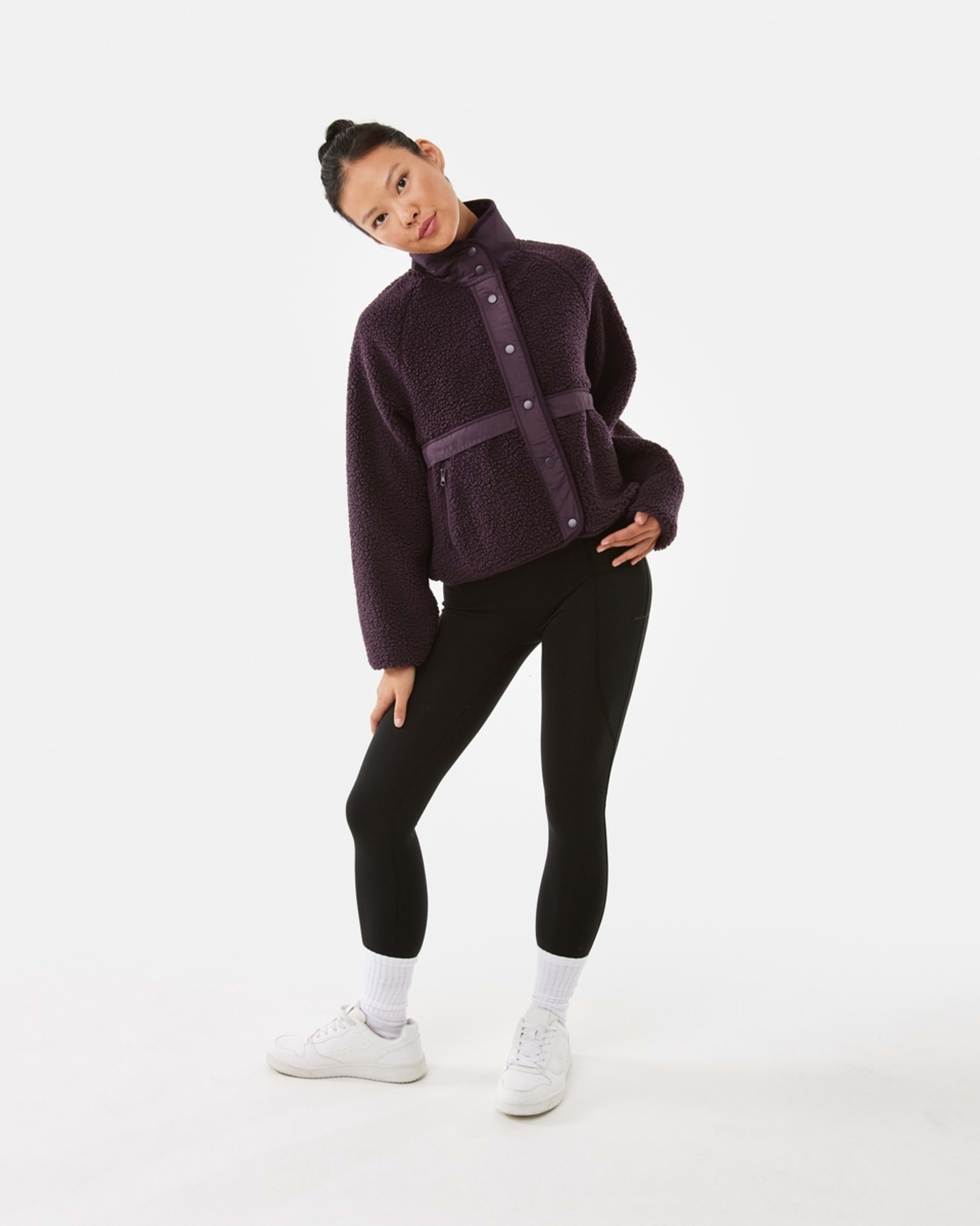 3 Active Womens Sherpa Patch Jacket Deep Rasin, 3 of 8