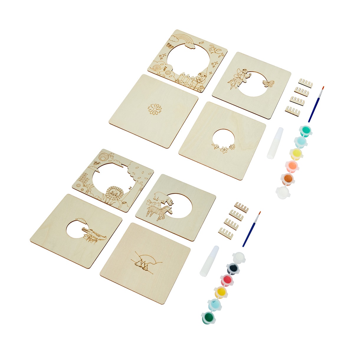 16 Piece My World Wood Crafts Paint Your Own 3D Scene Assorted Kmart