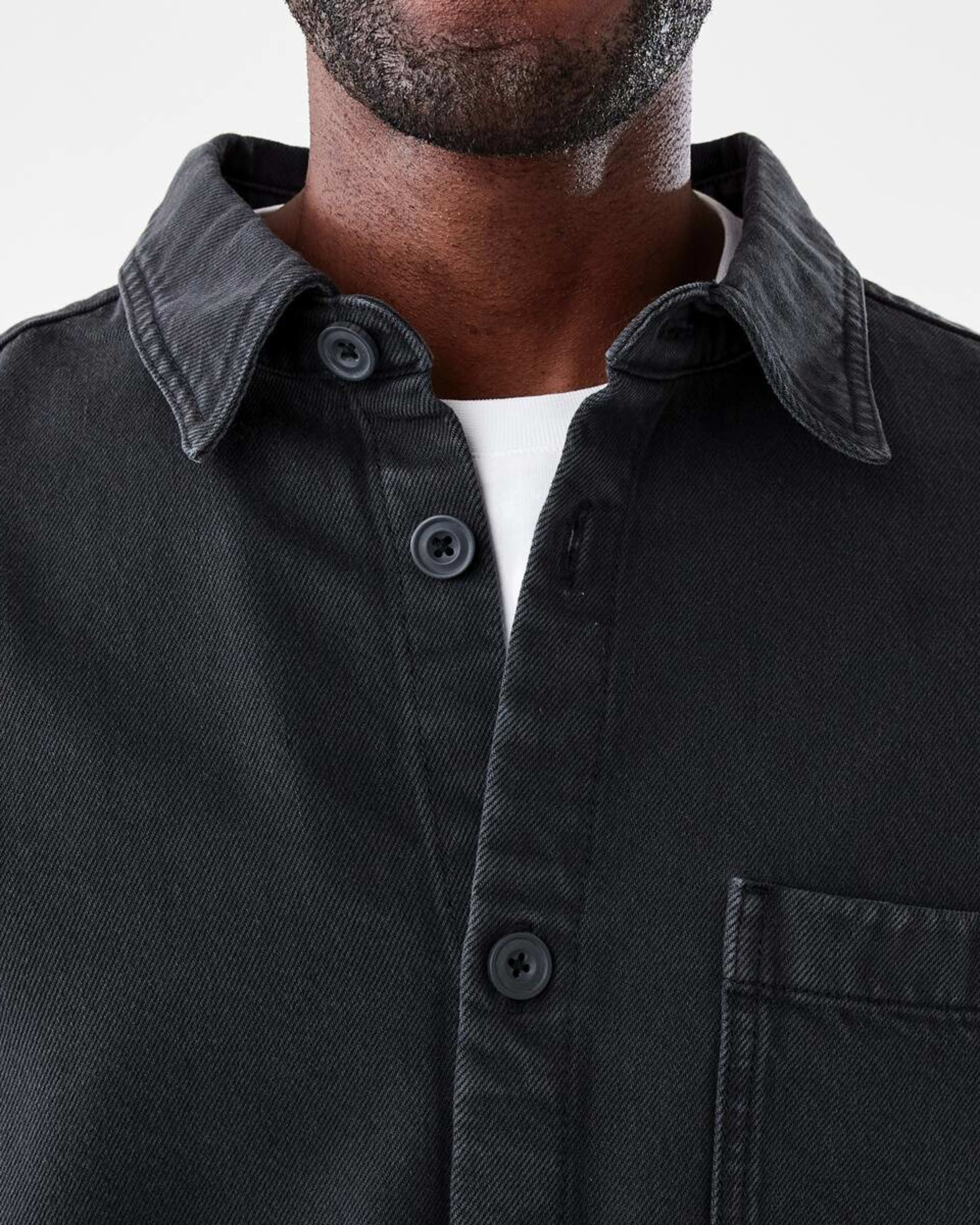 6 Long Sleeve Denim Overshirt WASHED BLACK, 6 of 7