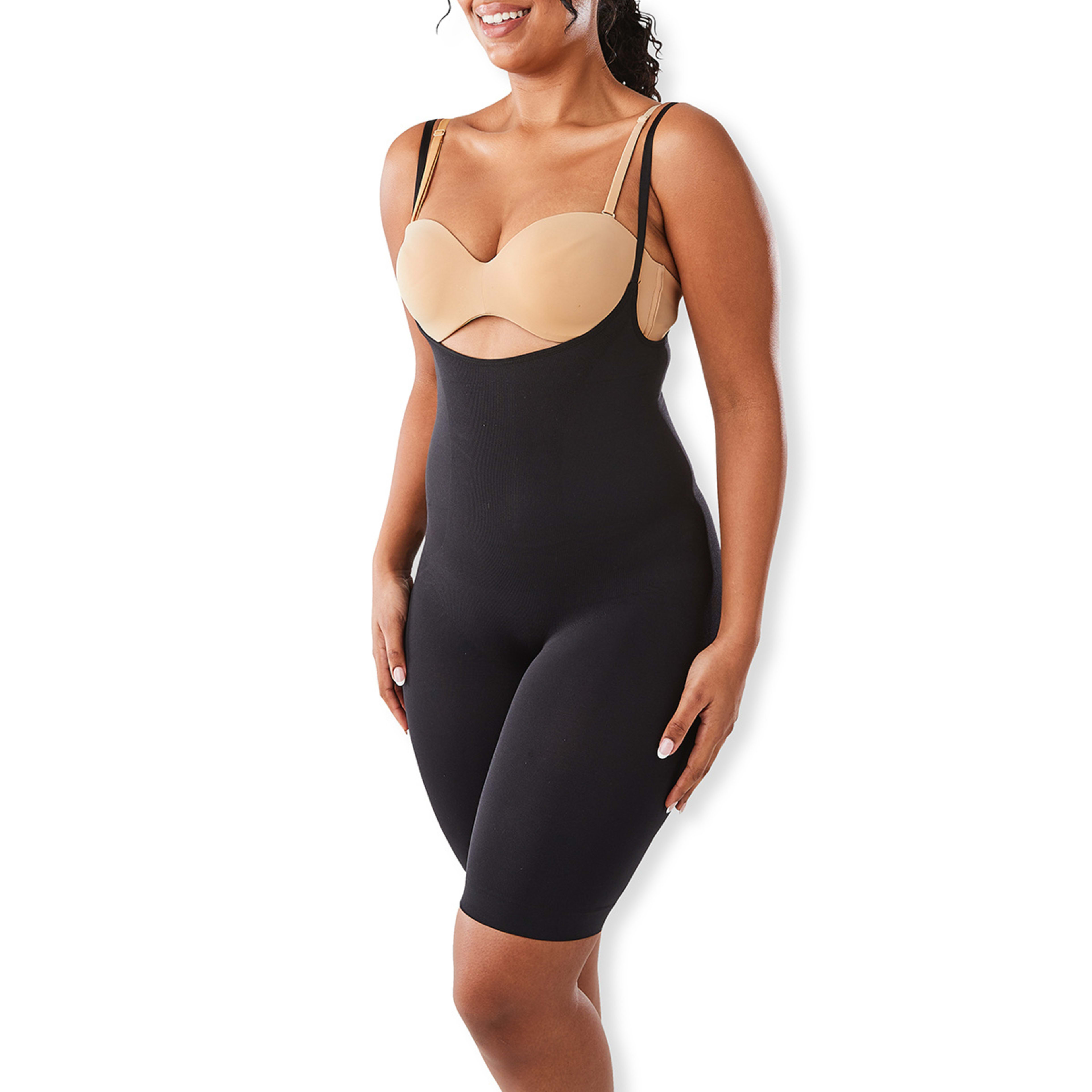 1 Seamfree Under Bust Long Leg Bodysuit Black, 1 of 8