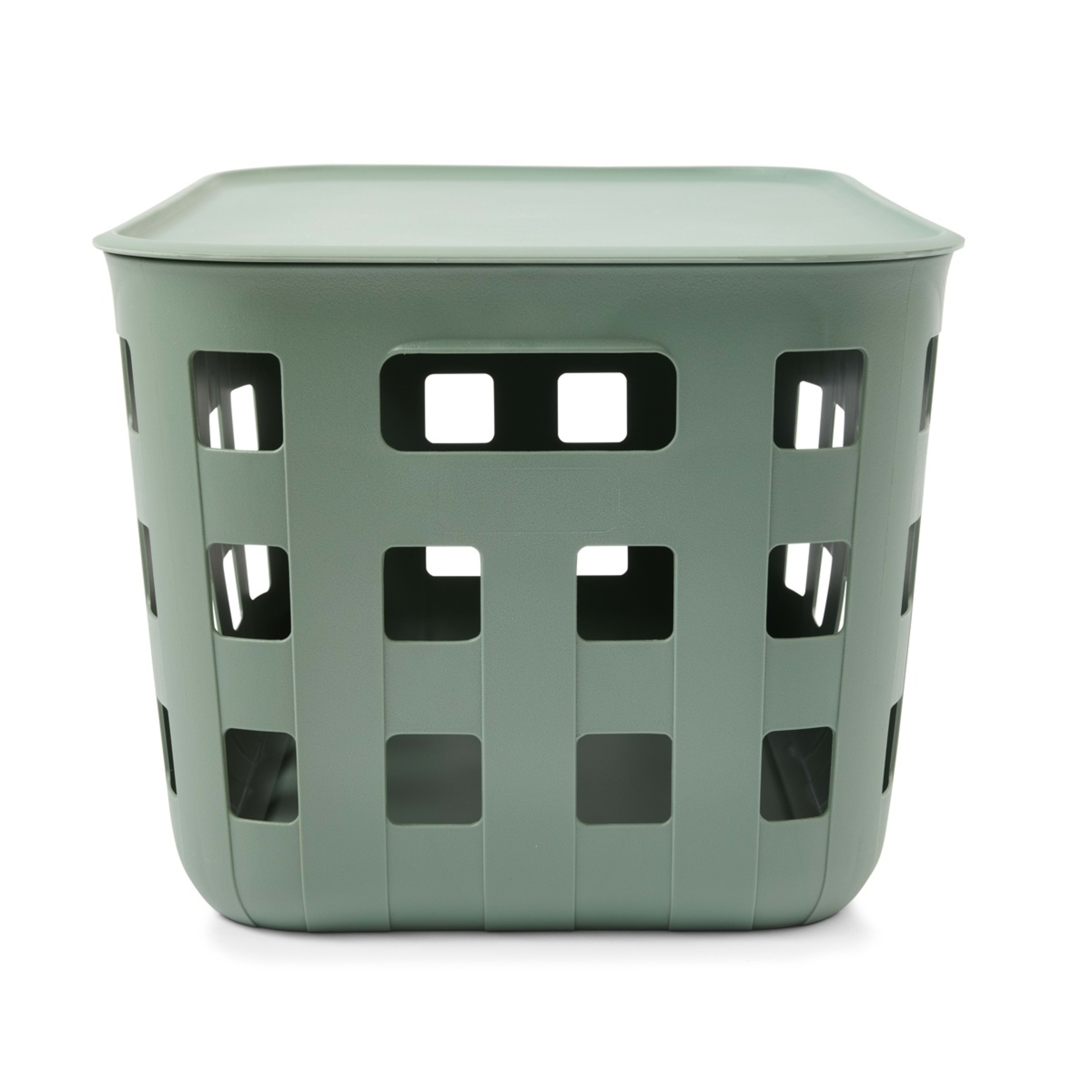 2 18L Rectangle Trellis Basket with Lid - Green, 2 of 9