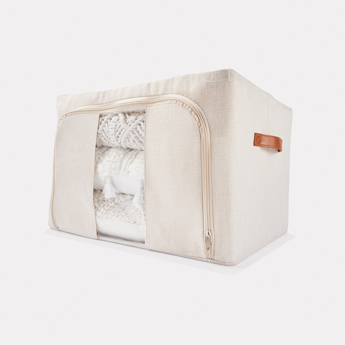 Linen Look Collapsible Box with Window Large Kmart