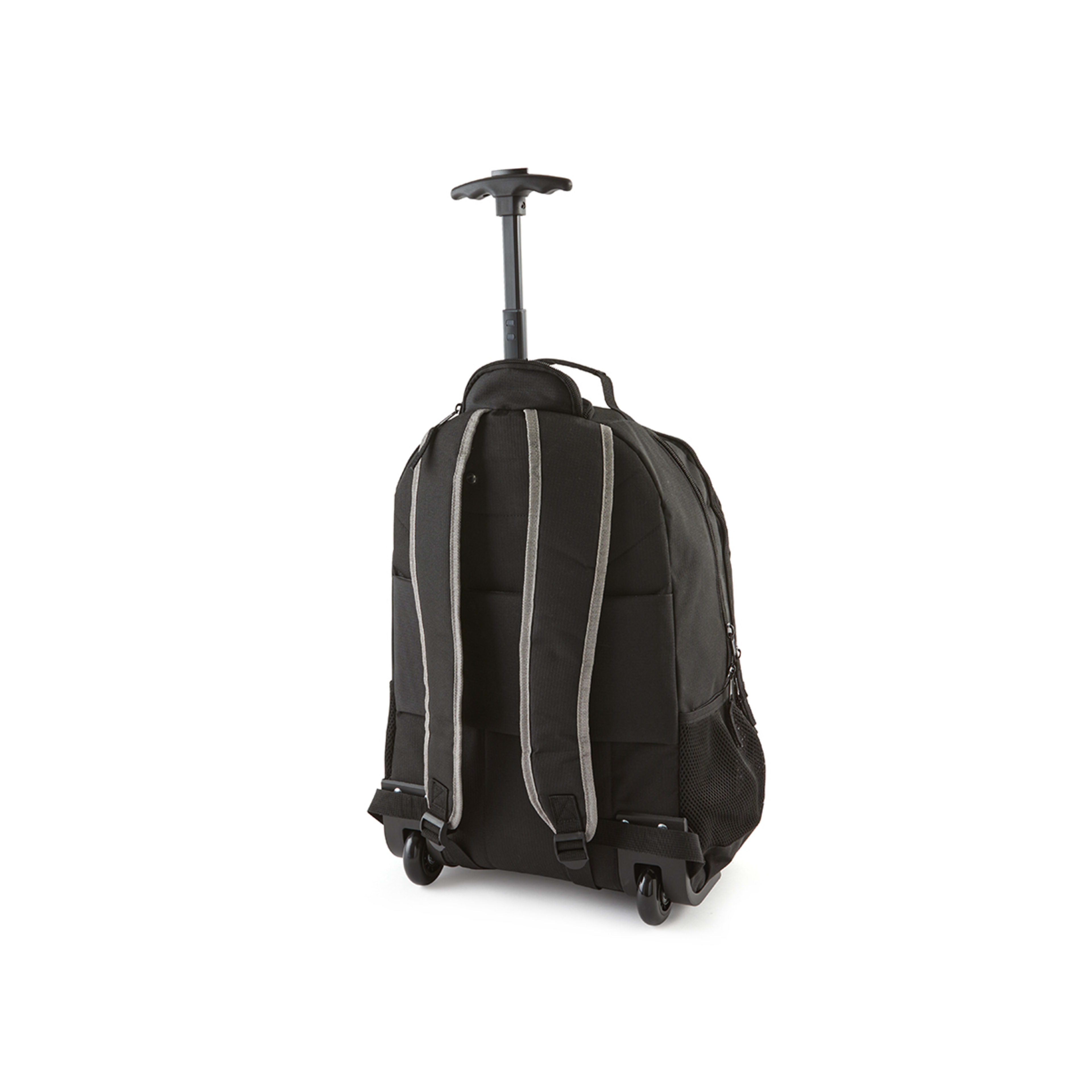25L Multi Pocket Rolling Commuter Backpack - Black and Grey - Kmart