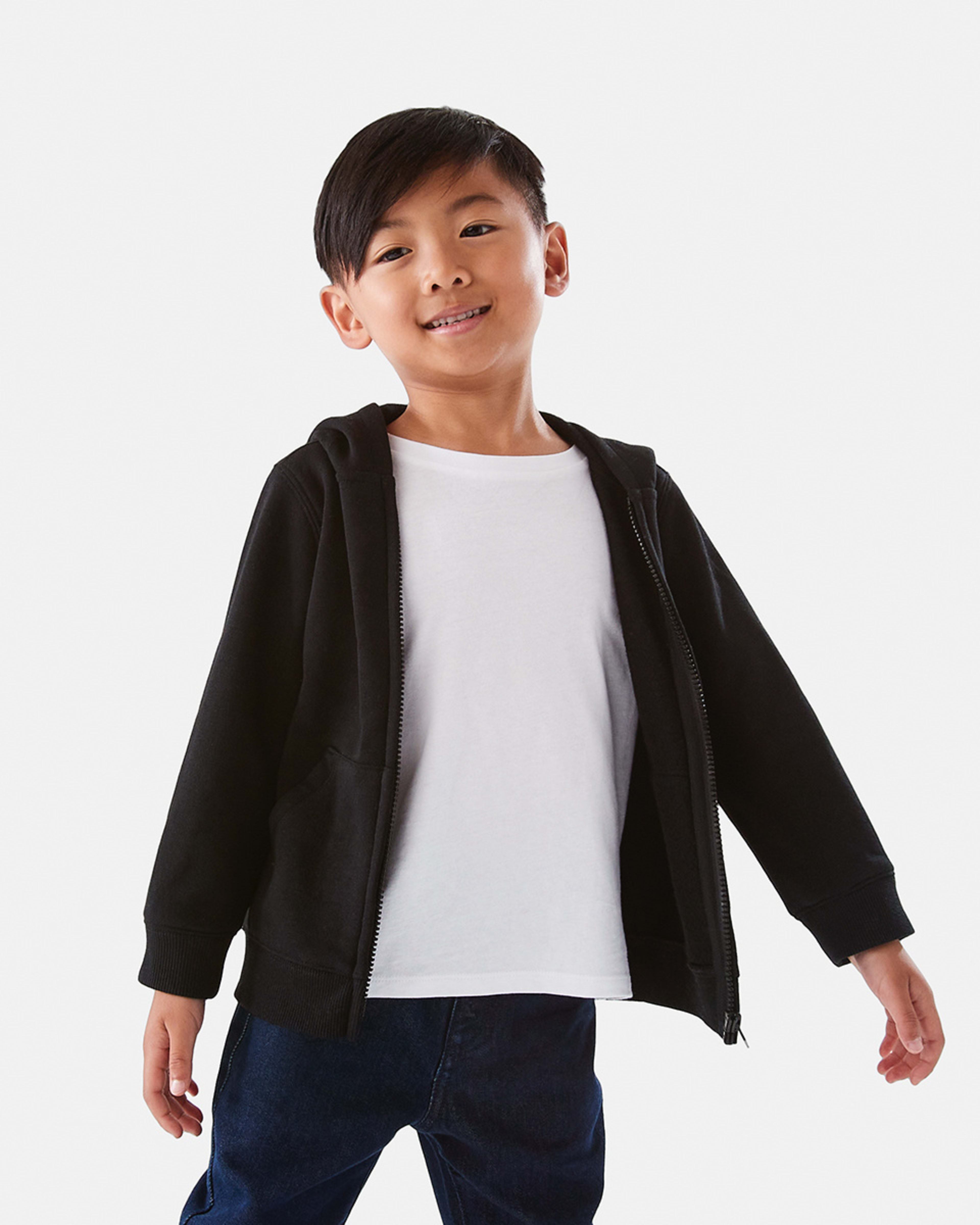 1 Plain Zip Through Hoodie Black