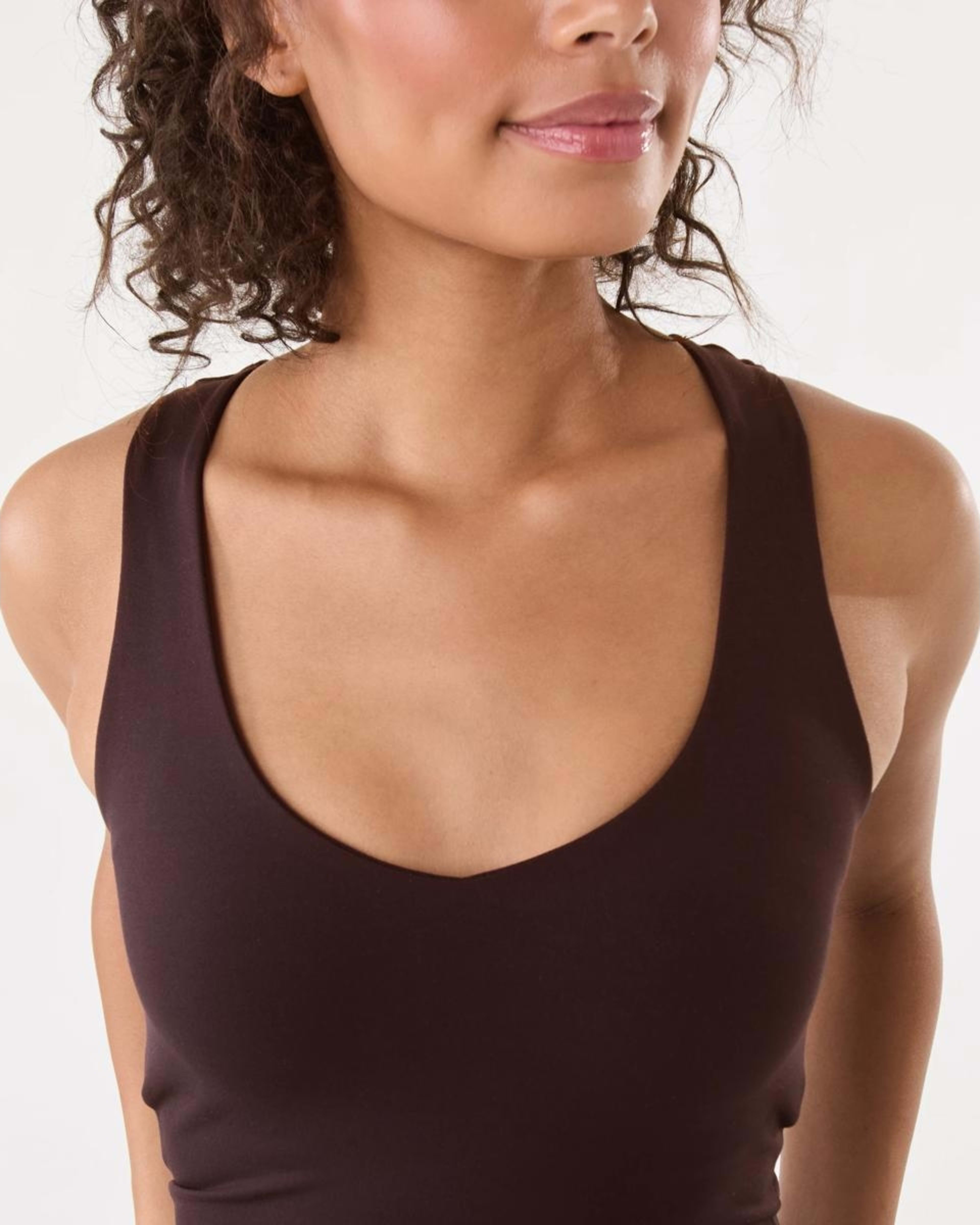 6 Contour V-Neck Shelf Tank Choc Plum, 6 of 7