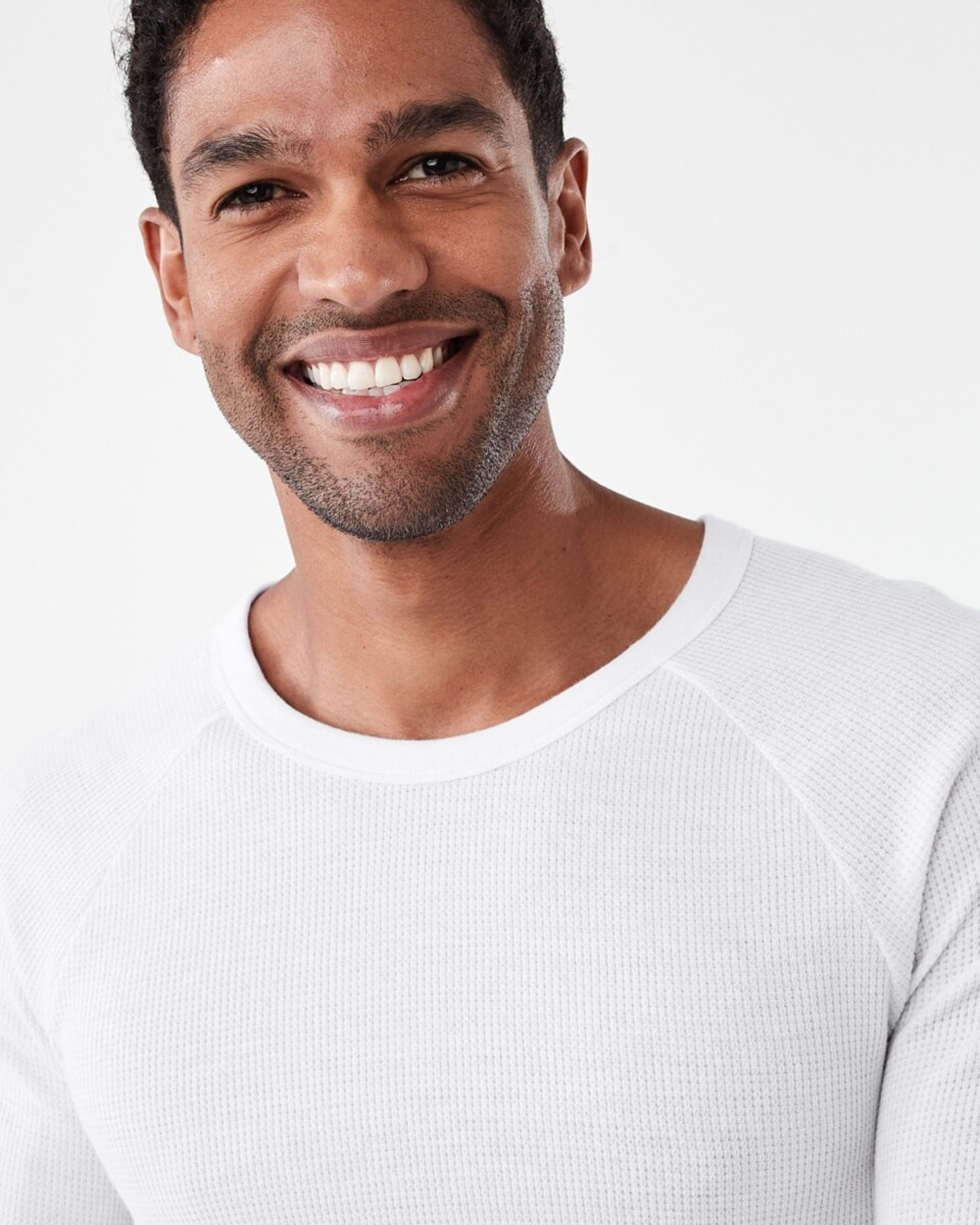 4 Long Sleeve Mini Waffle Thermal Top White, 4 of 5