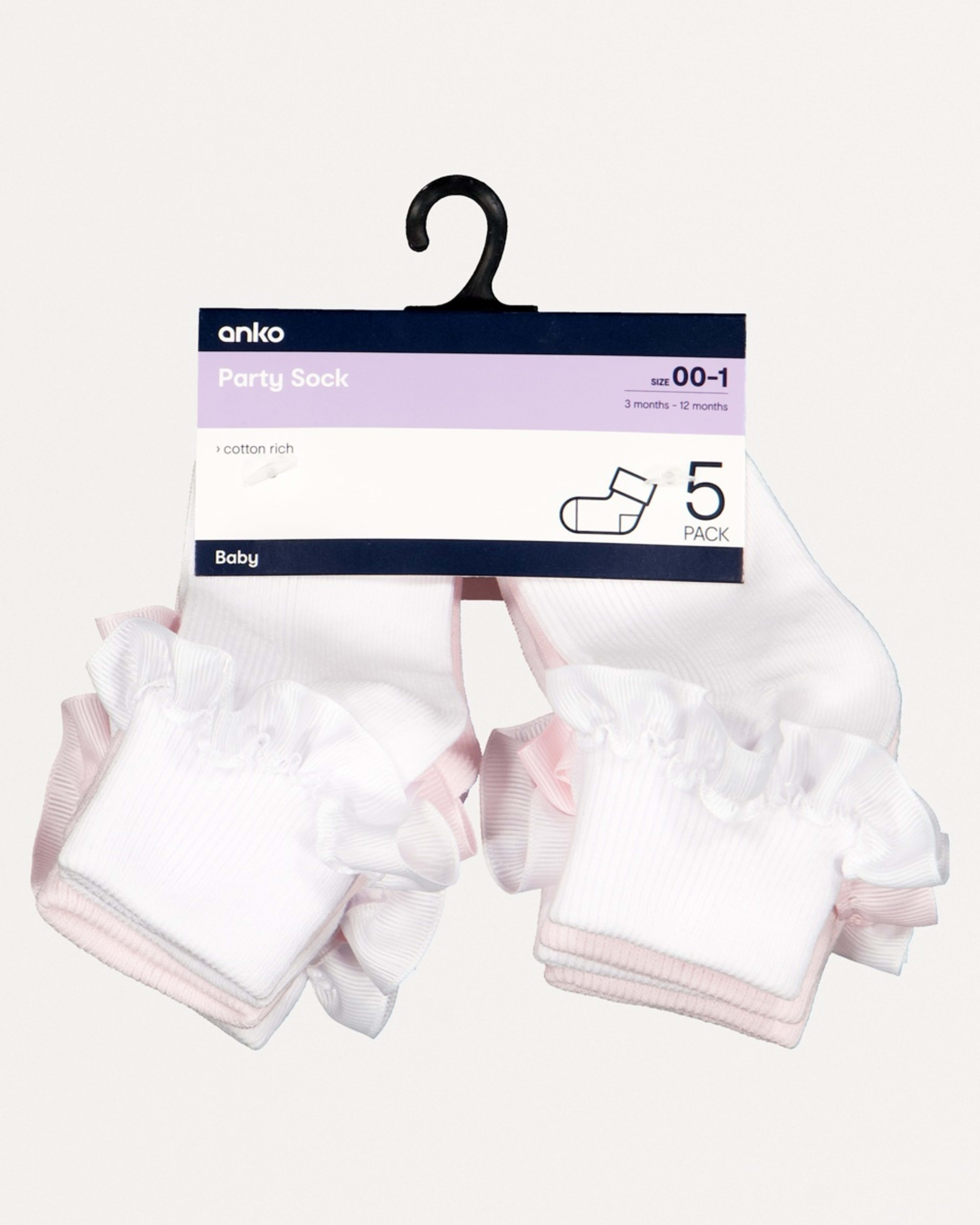 2 5 Pack Socks Pink Frill Socks, 2 of 2