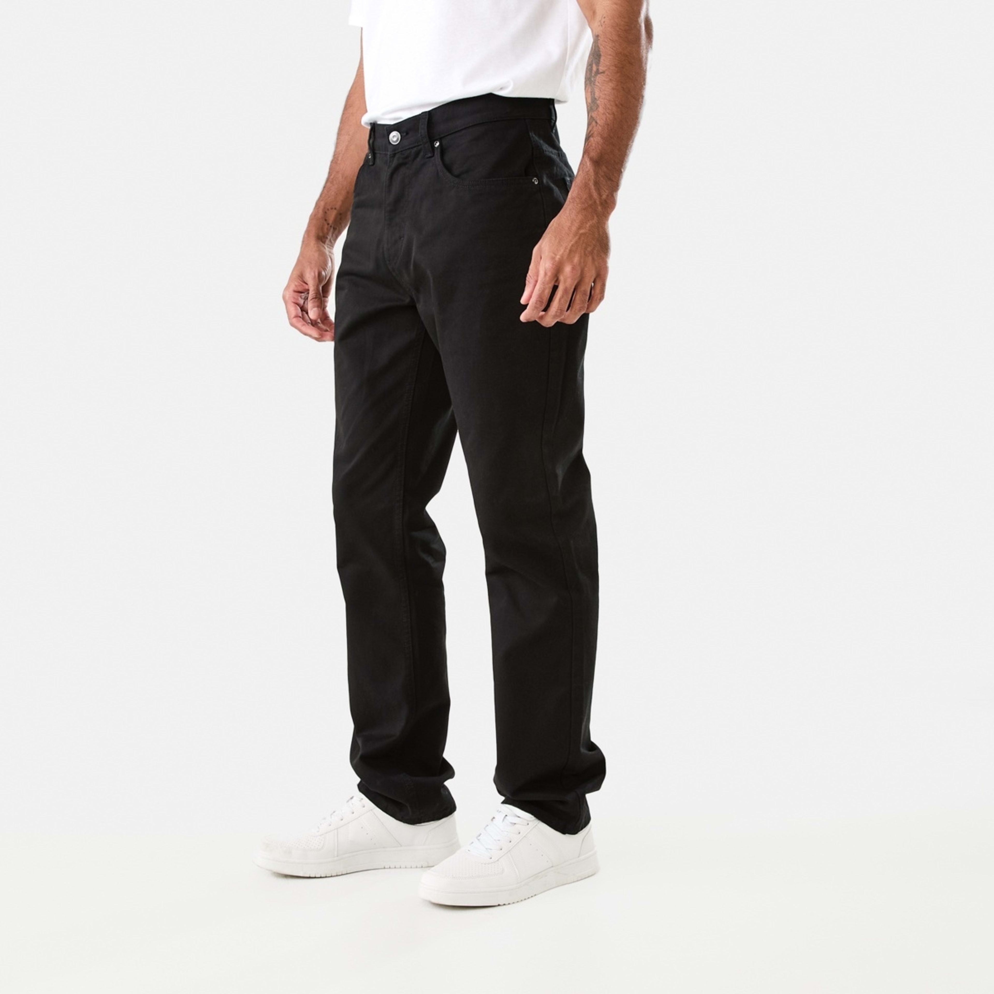 2 Regular Straight Coloured Jeans Solid Black, 2 of 6