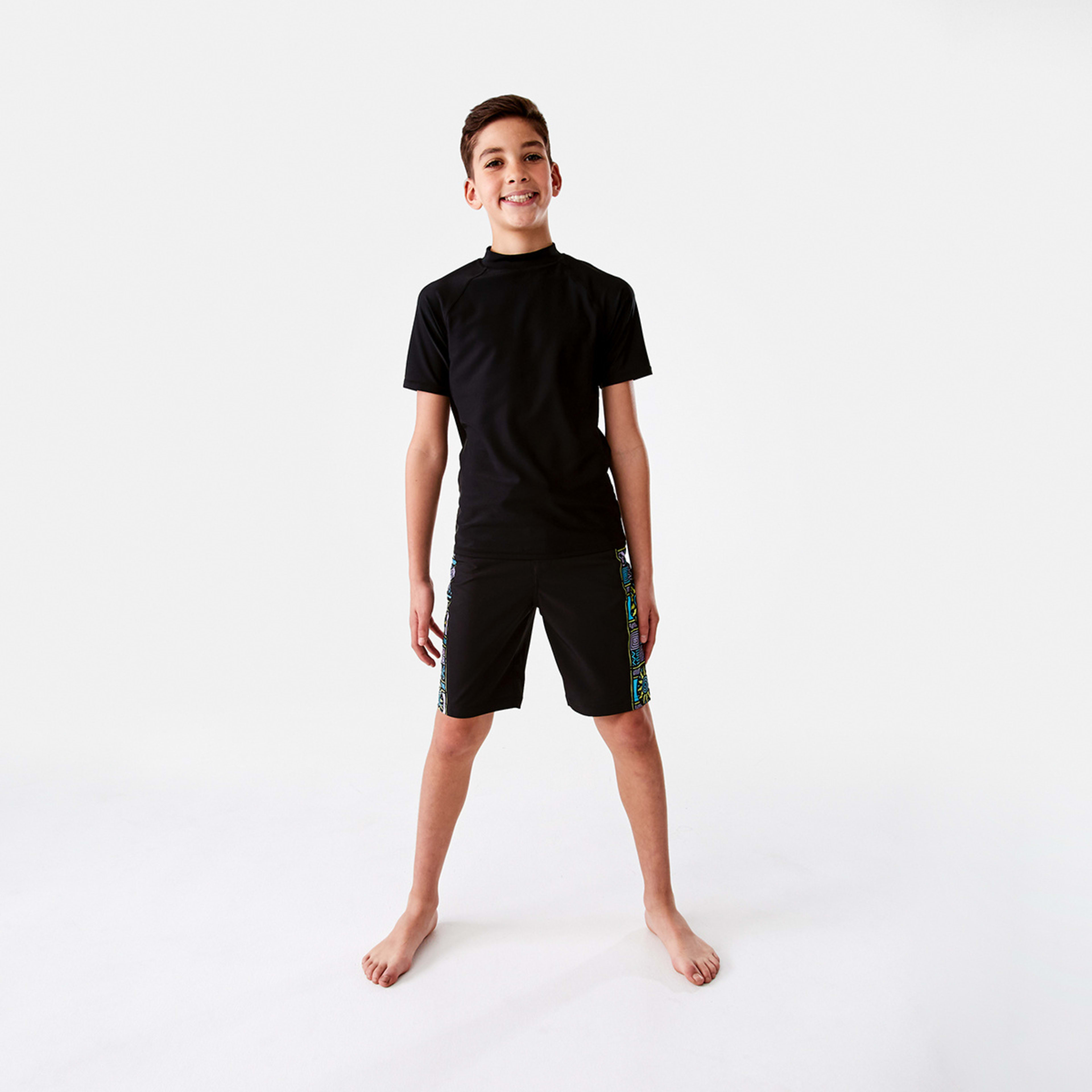 5 Panel Print Swim Shorts Black, 5 of 8