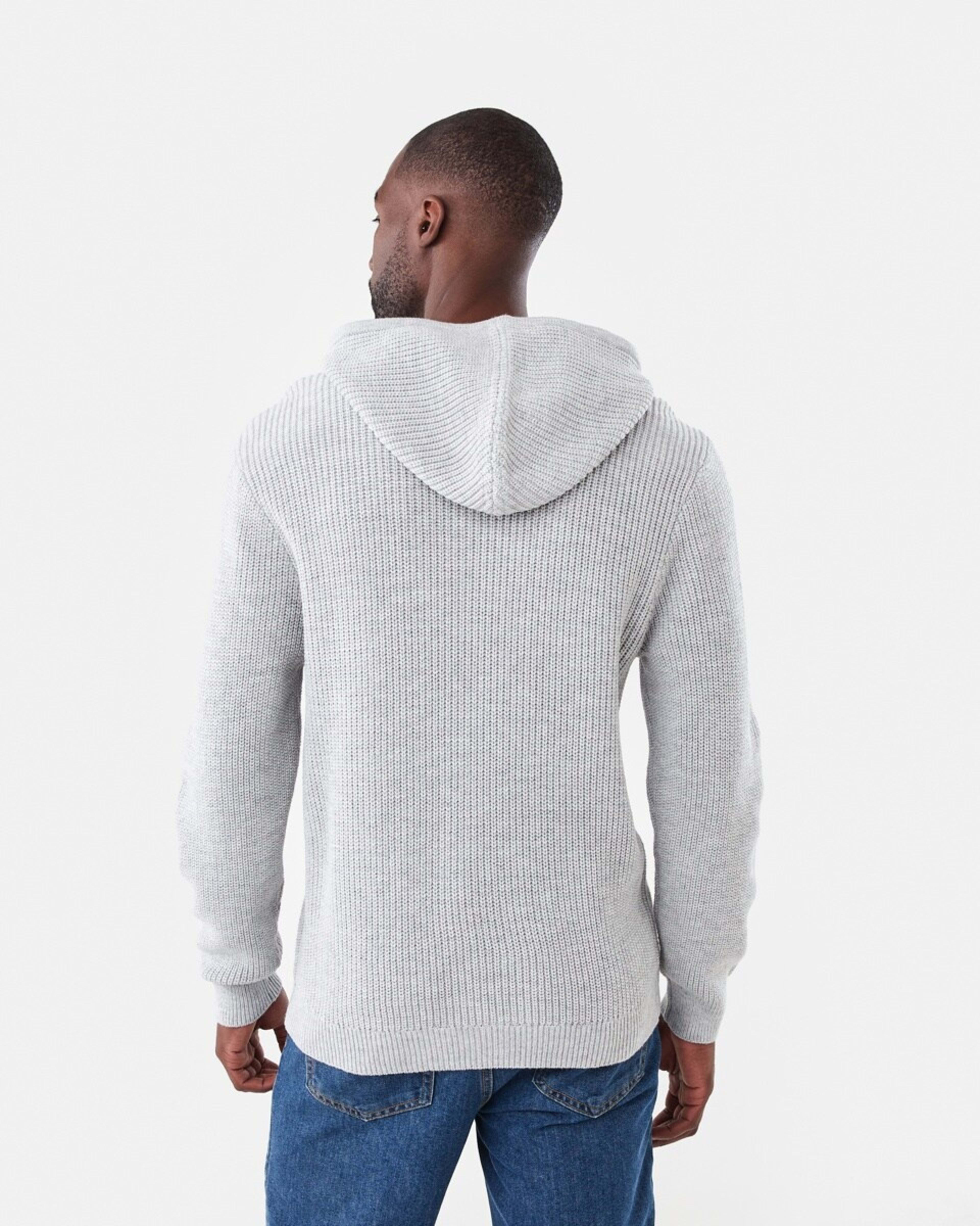 3 Hooded Knit Pullover Grey Marle, 3 of 6