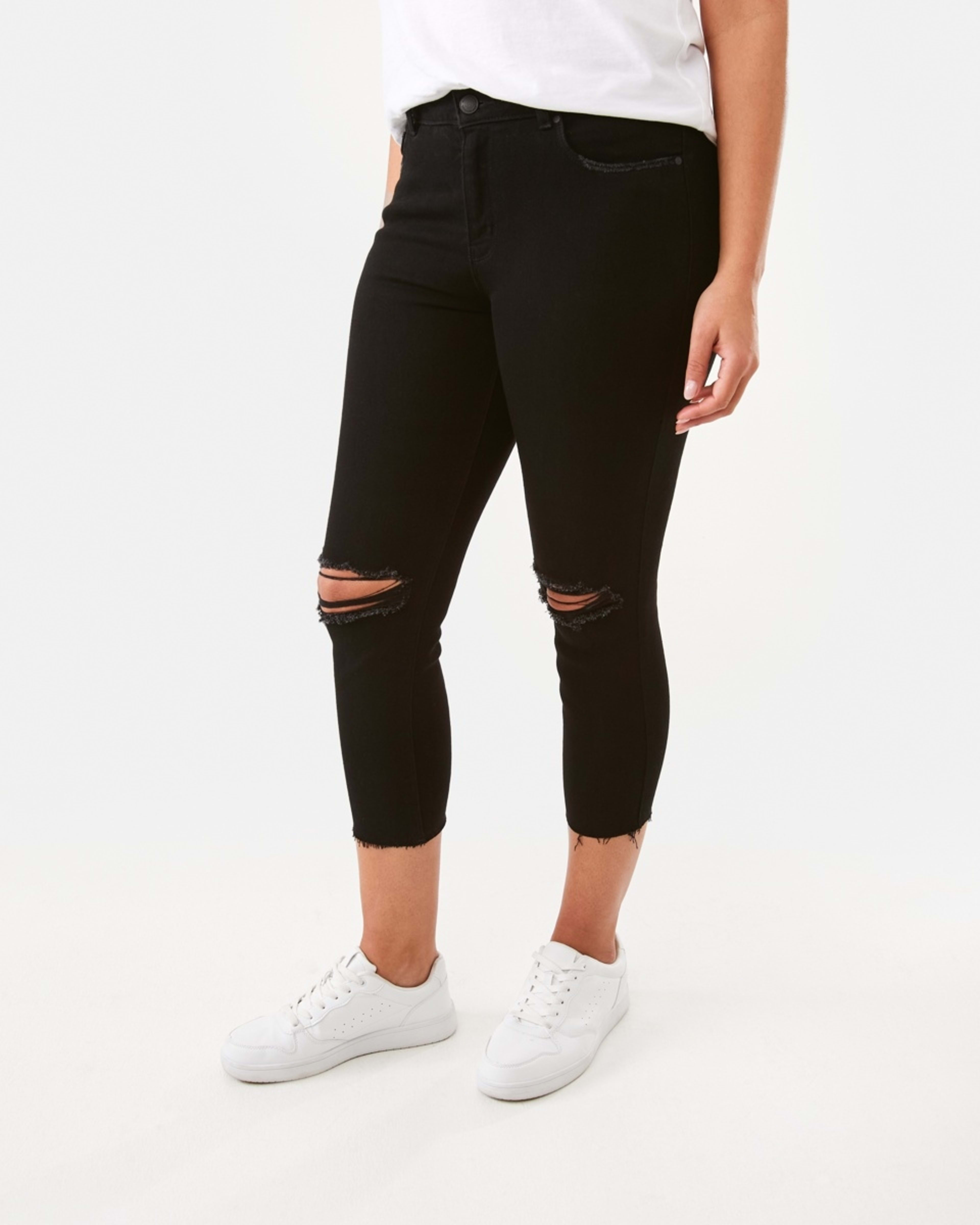 2 3/4 Distressed Skinny Jeans Black Wash, 2 of 5
