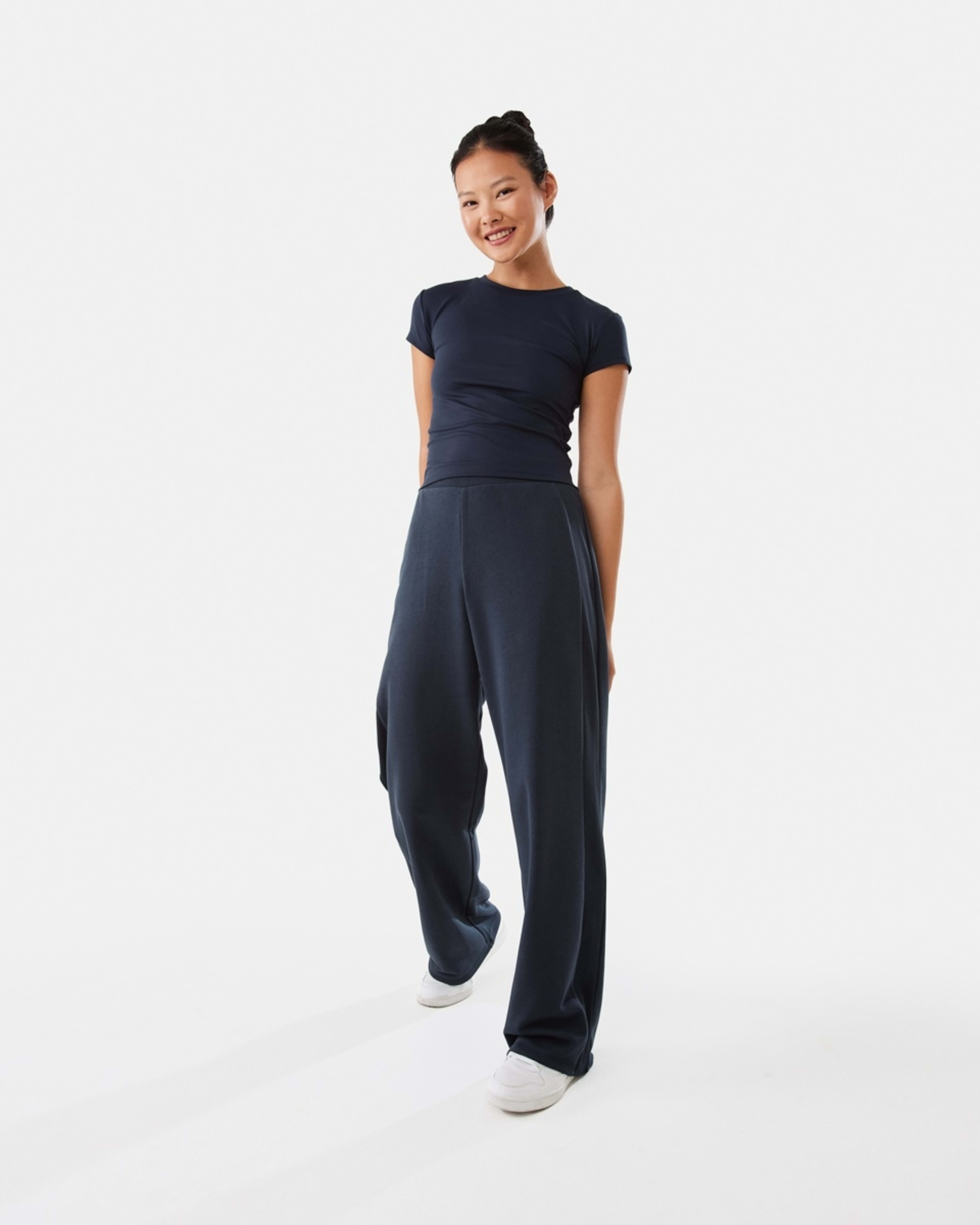 2 Active Womens Straight Leg Panel Trackpants Shade Navy, 2 of 6
