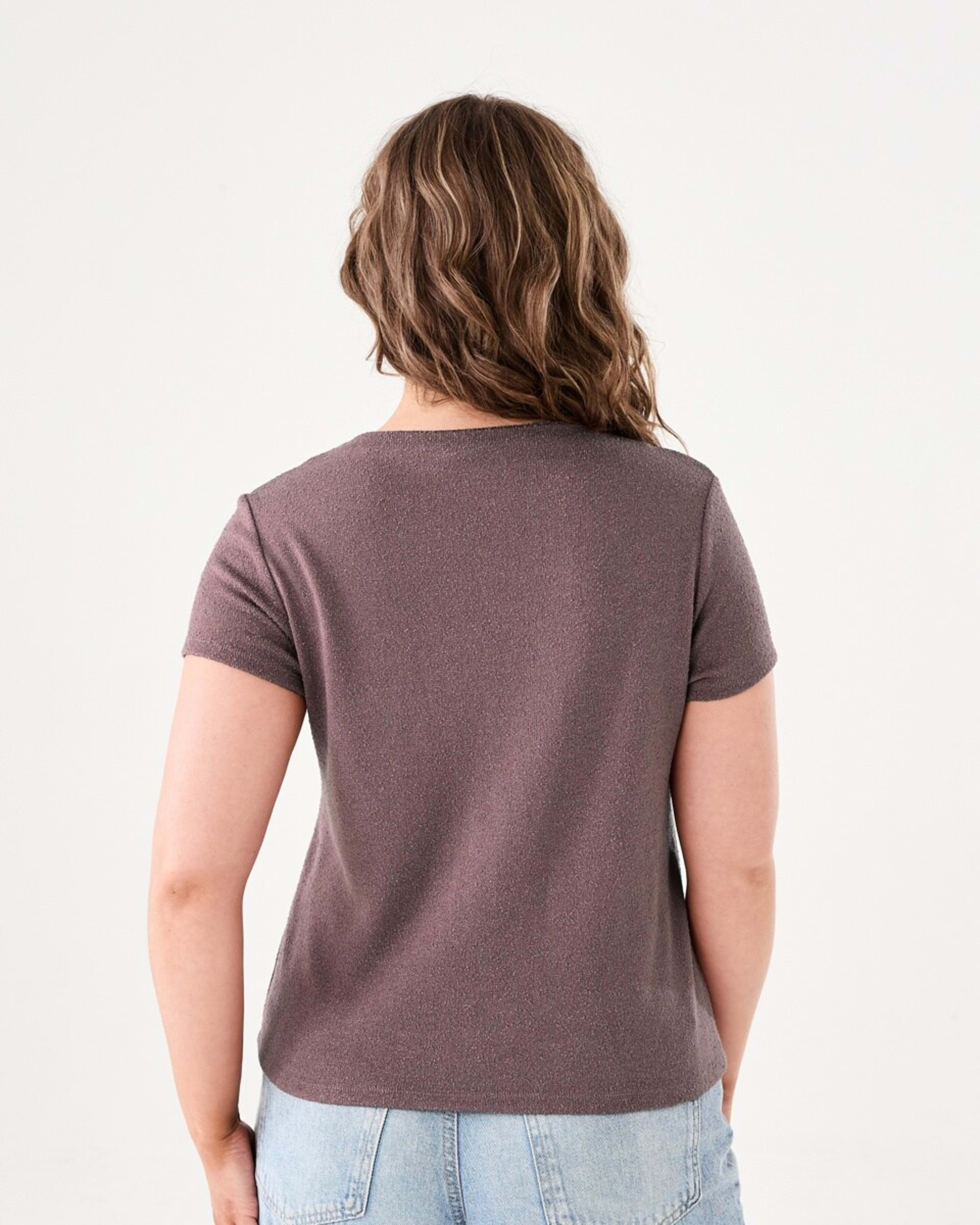 3 Short Sleeve Textured Top FAWN TAUPE, 3 of 5