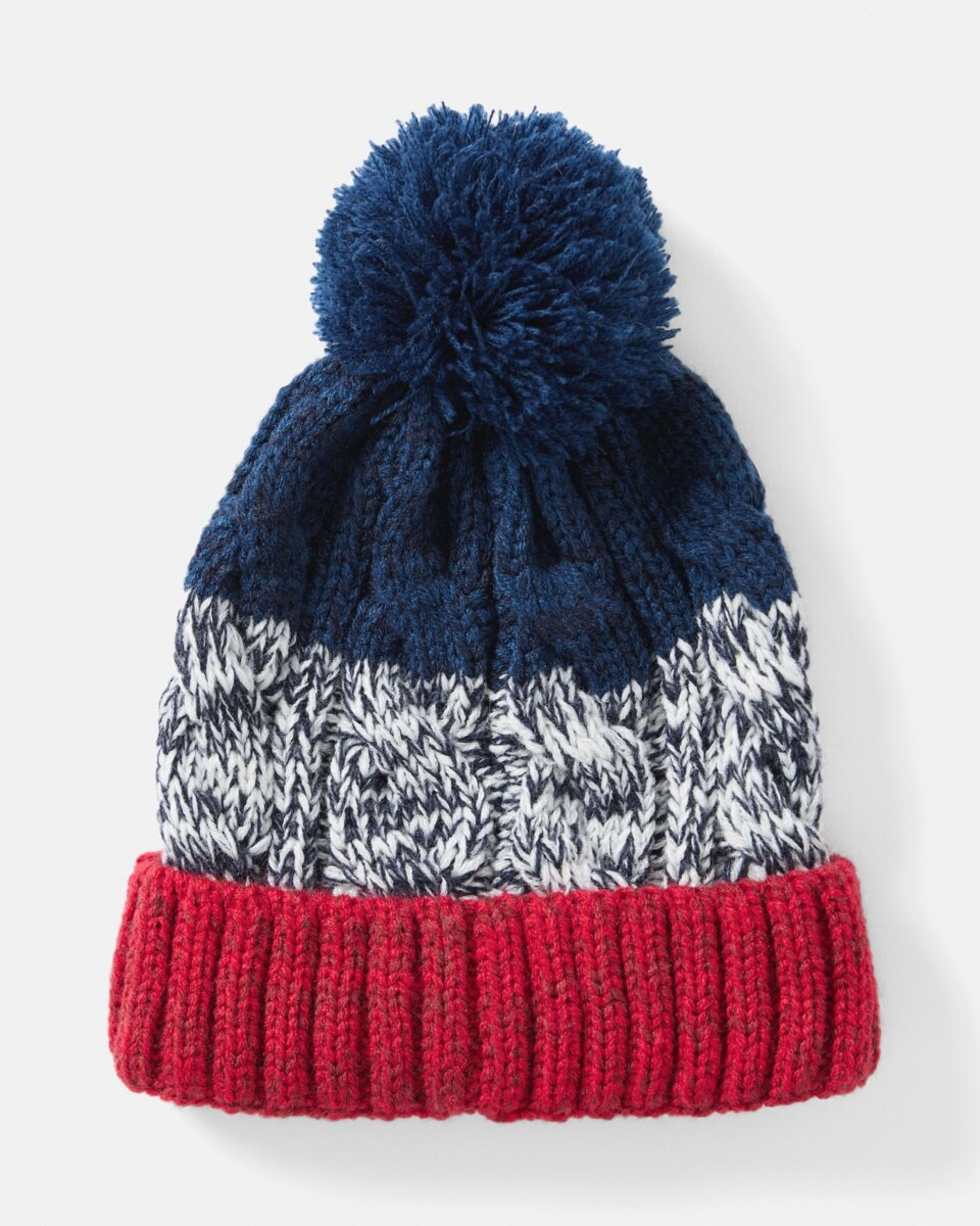 1 Cable Block Beanie Colour Block Red, 1 of 3