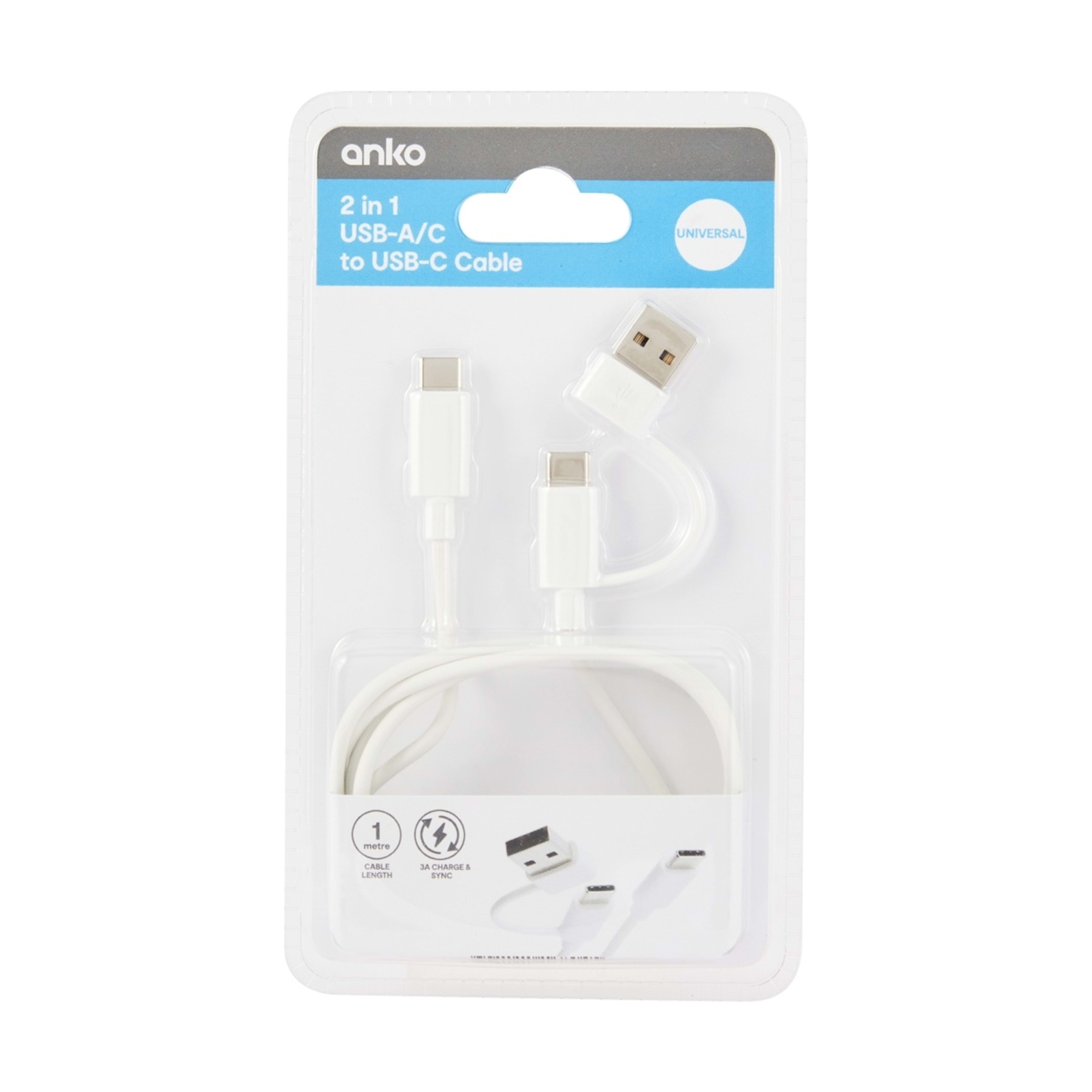 7 2-in-1 USB-A/C to USB-C Cable - White, 7 of 7