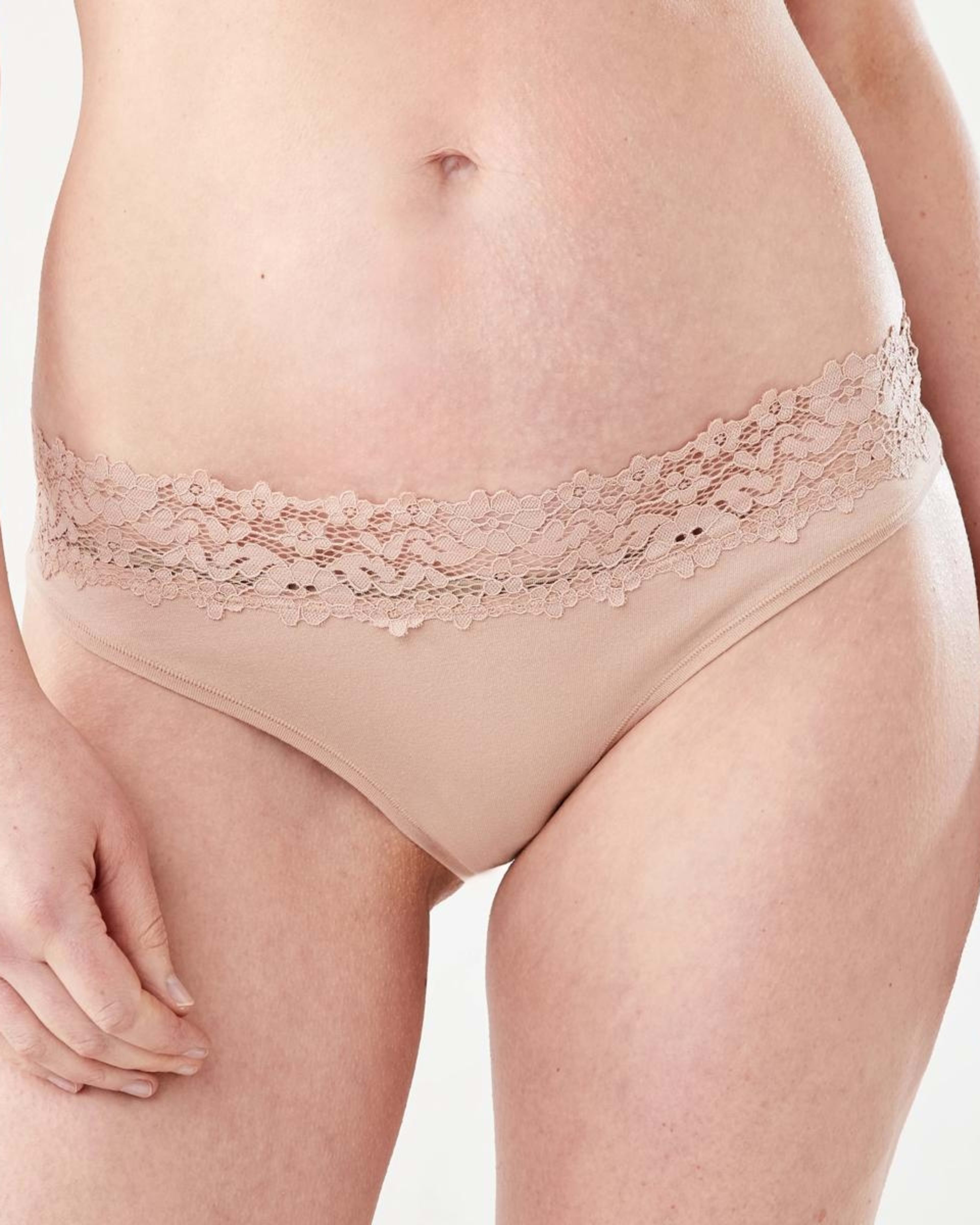 6 3 Pack Cotton Lace Tanga Briefs LIGHT FAWN, BRIGHT LAVENDER, FAIRY FLOSS, 6 of 8