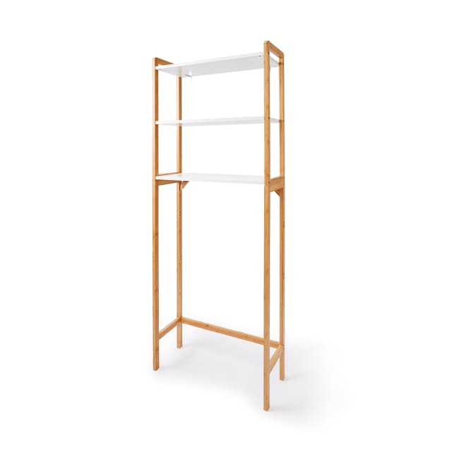 Bamboo and White Over Toilet Shelf Unit Kmart