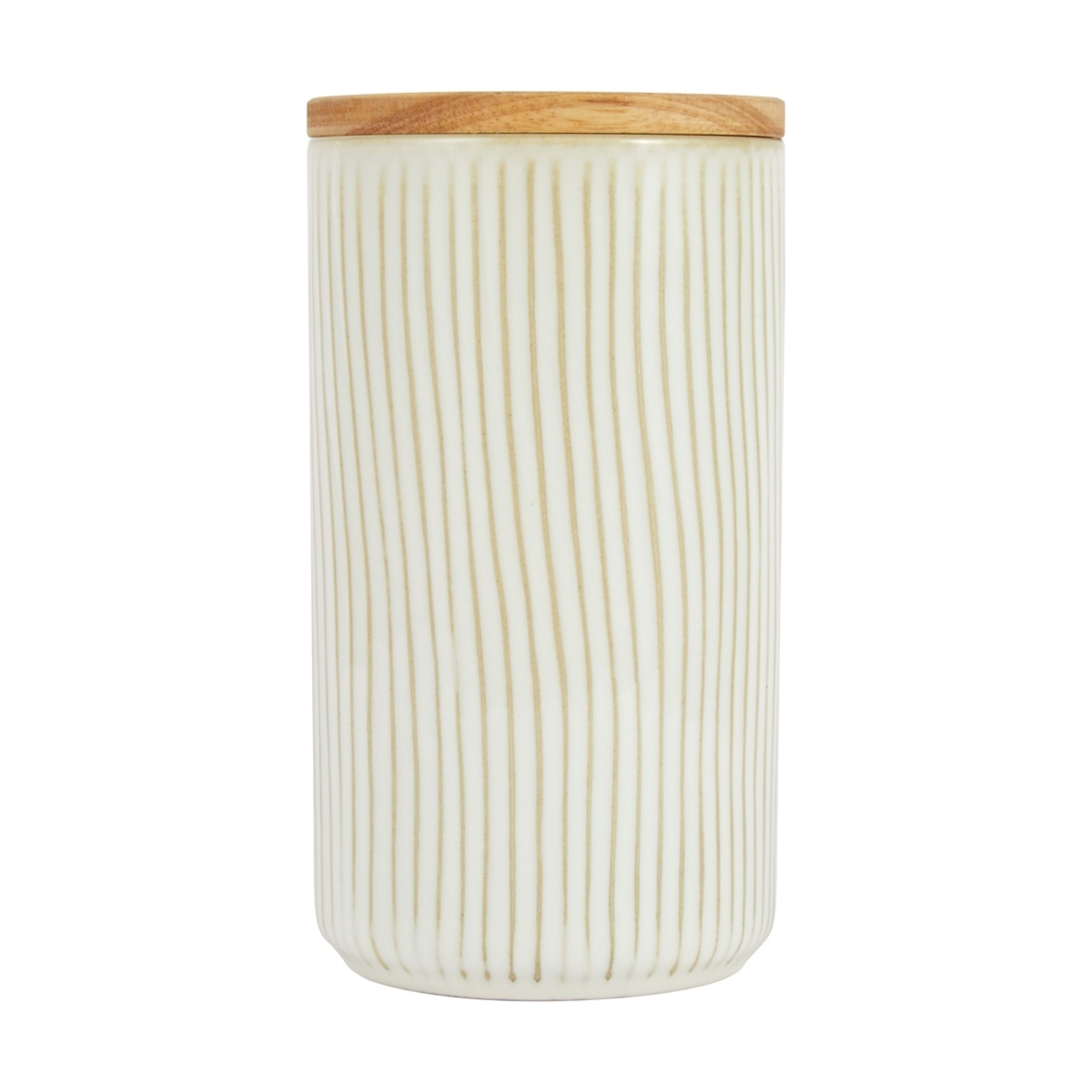 1 Large White Linear Glazed Canister, 1 of 6