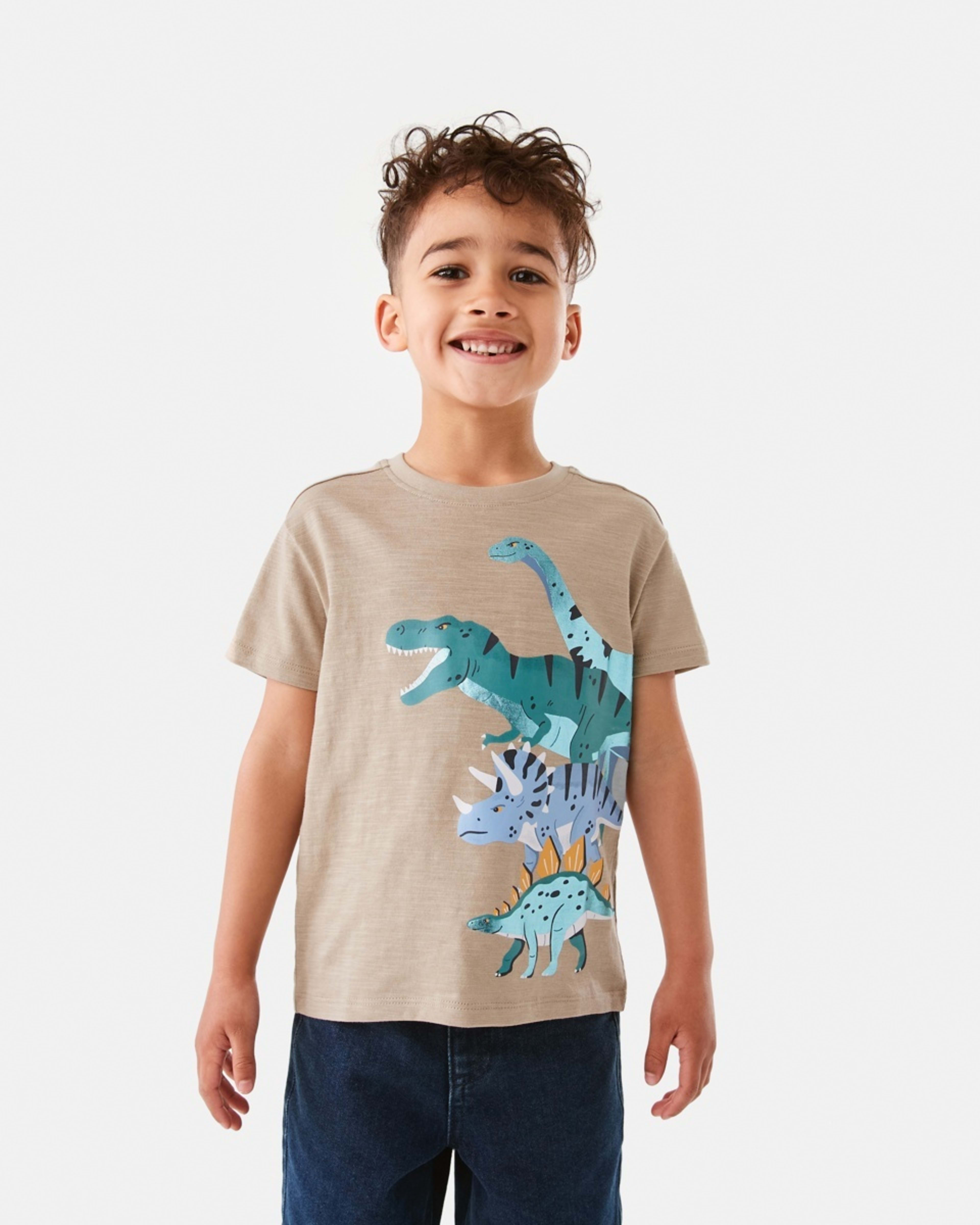 1 Foil Print T-shirt Tan Dinos, 1 of 8