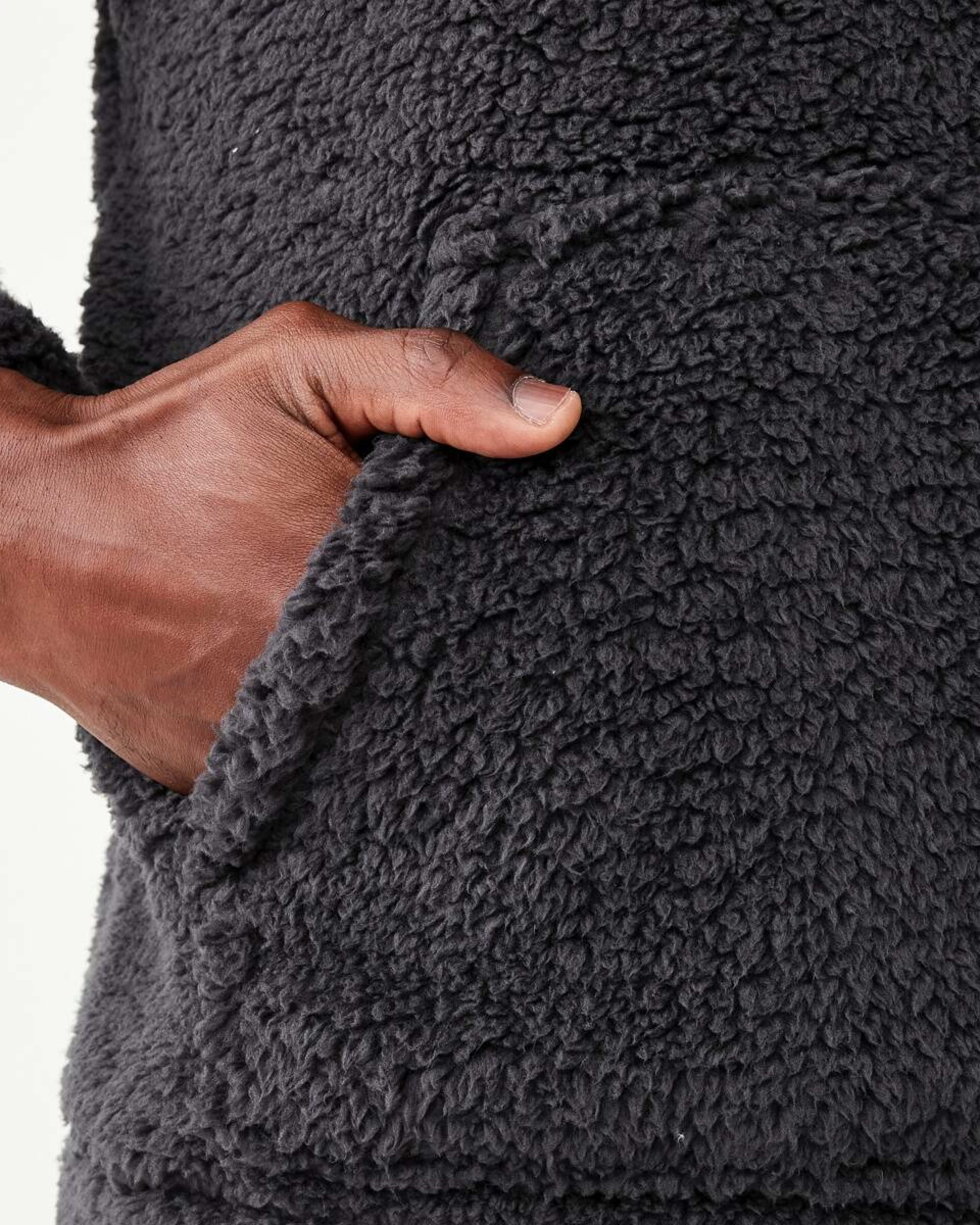 6 Long Sleeve Sherpa Hoodie Charcoal, 6 of 6
