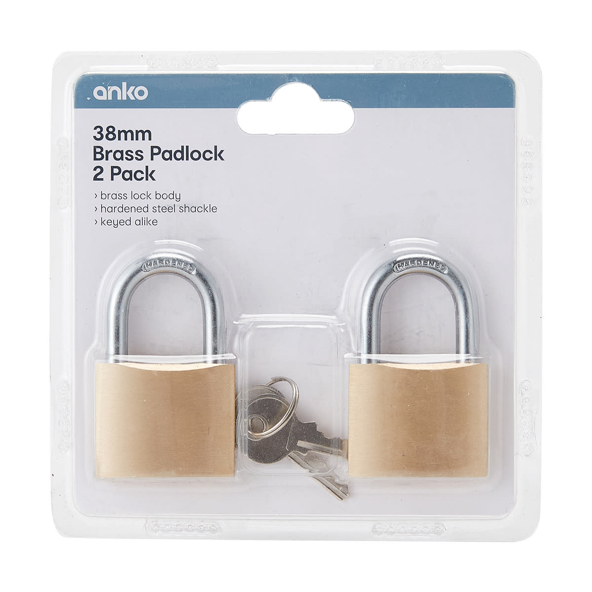 2 Pack 38mm Brass Padlock Kmart