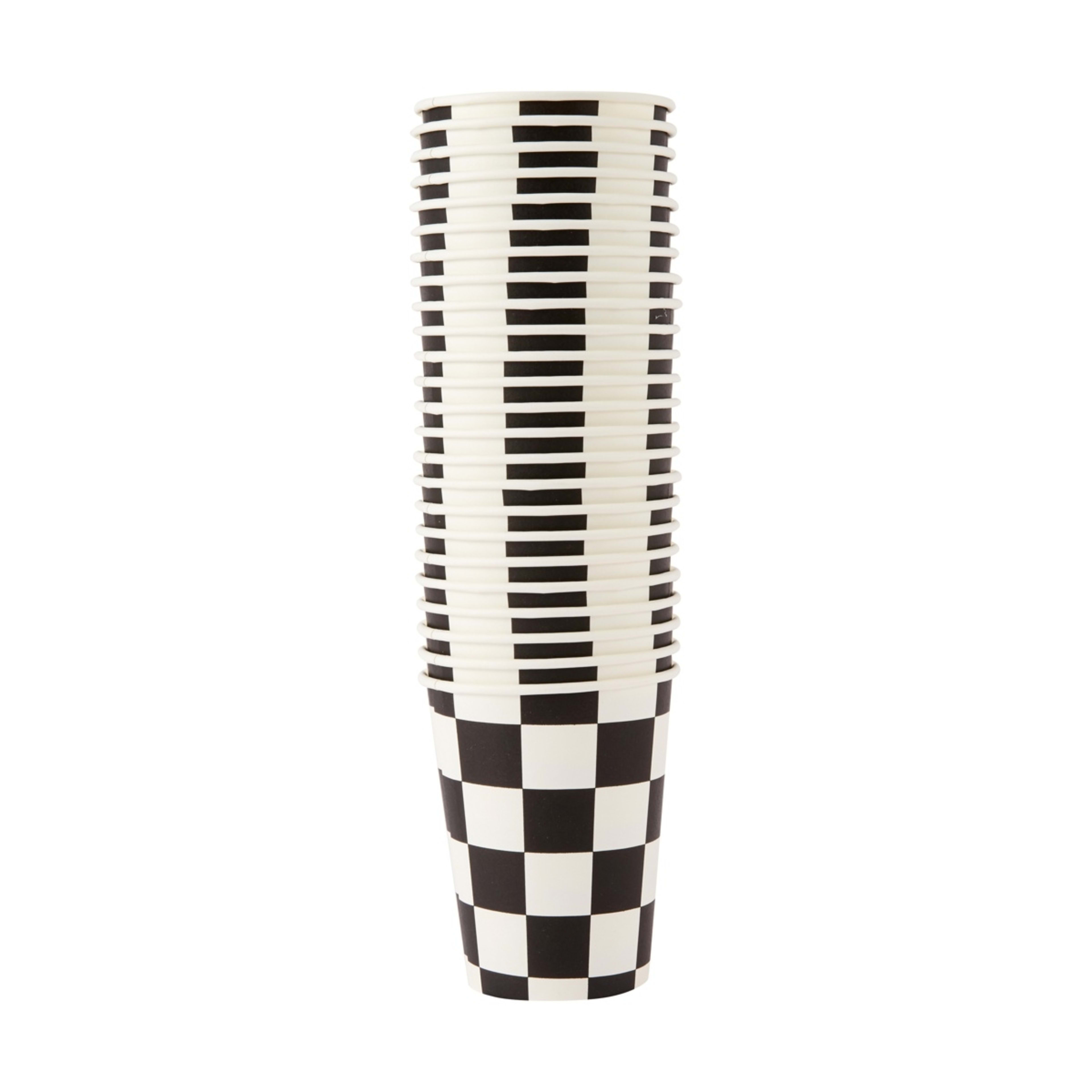 1 24 Pack Black and White Checkered Paper Cups