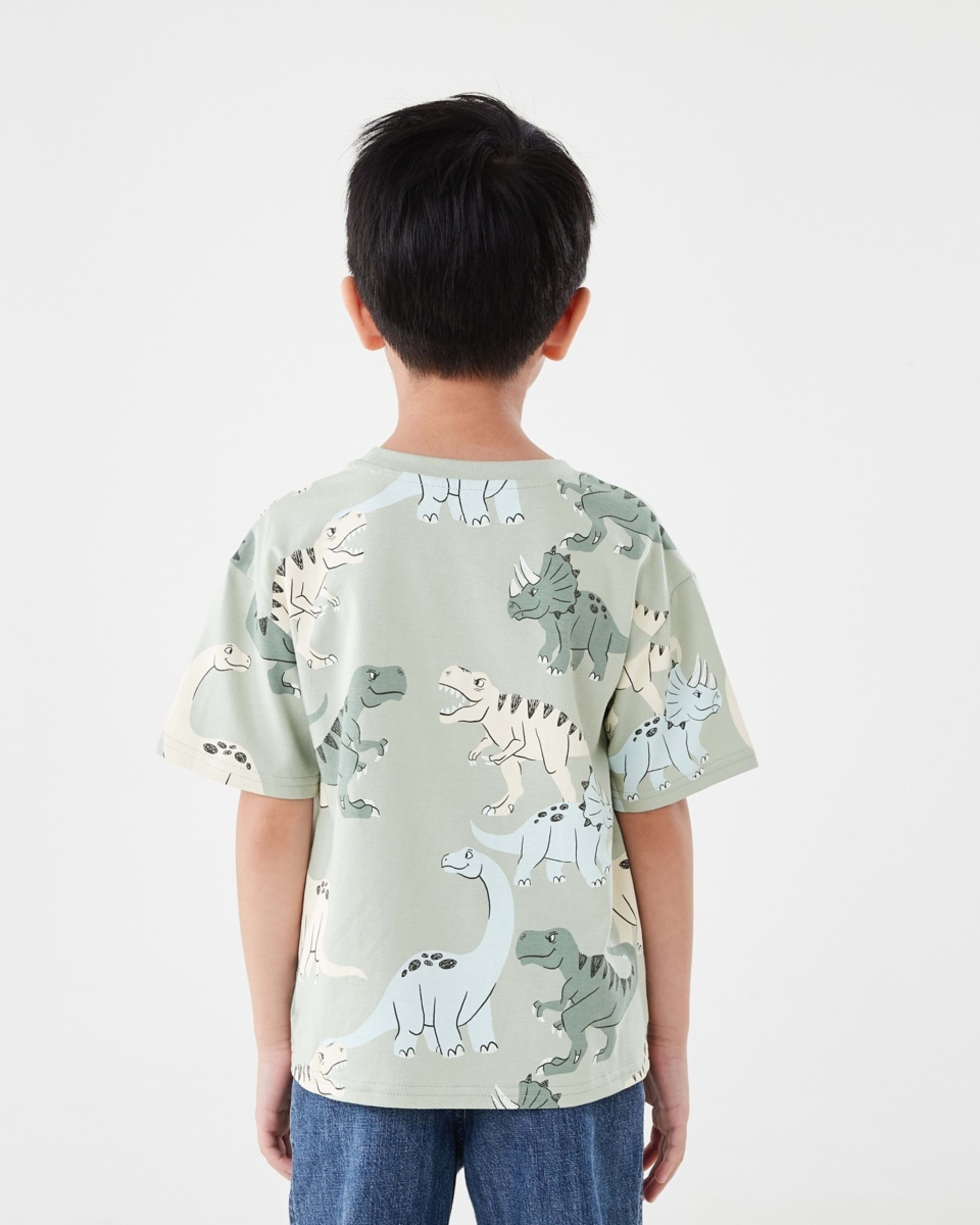 2 All Over Print T-shirt CRANKY DINOS AQUA GREY, 2 of 6