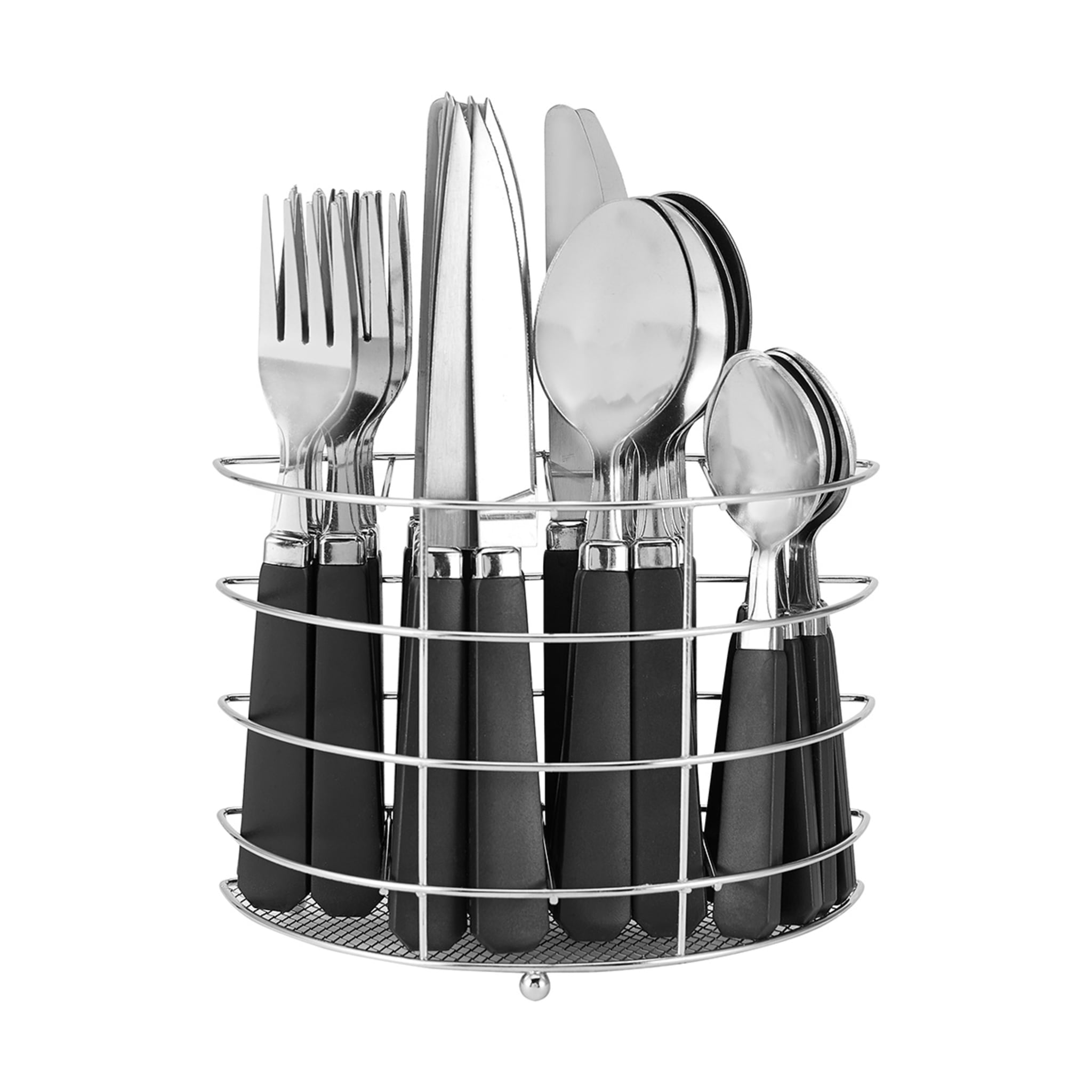 Black 30 Piece Cutlery Set with Caddy Kmart