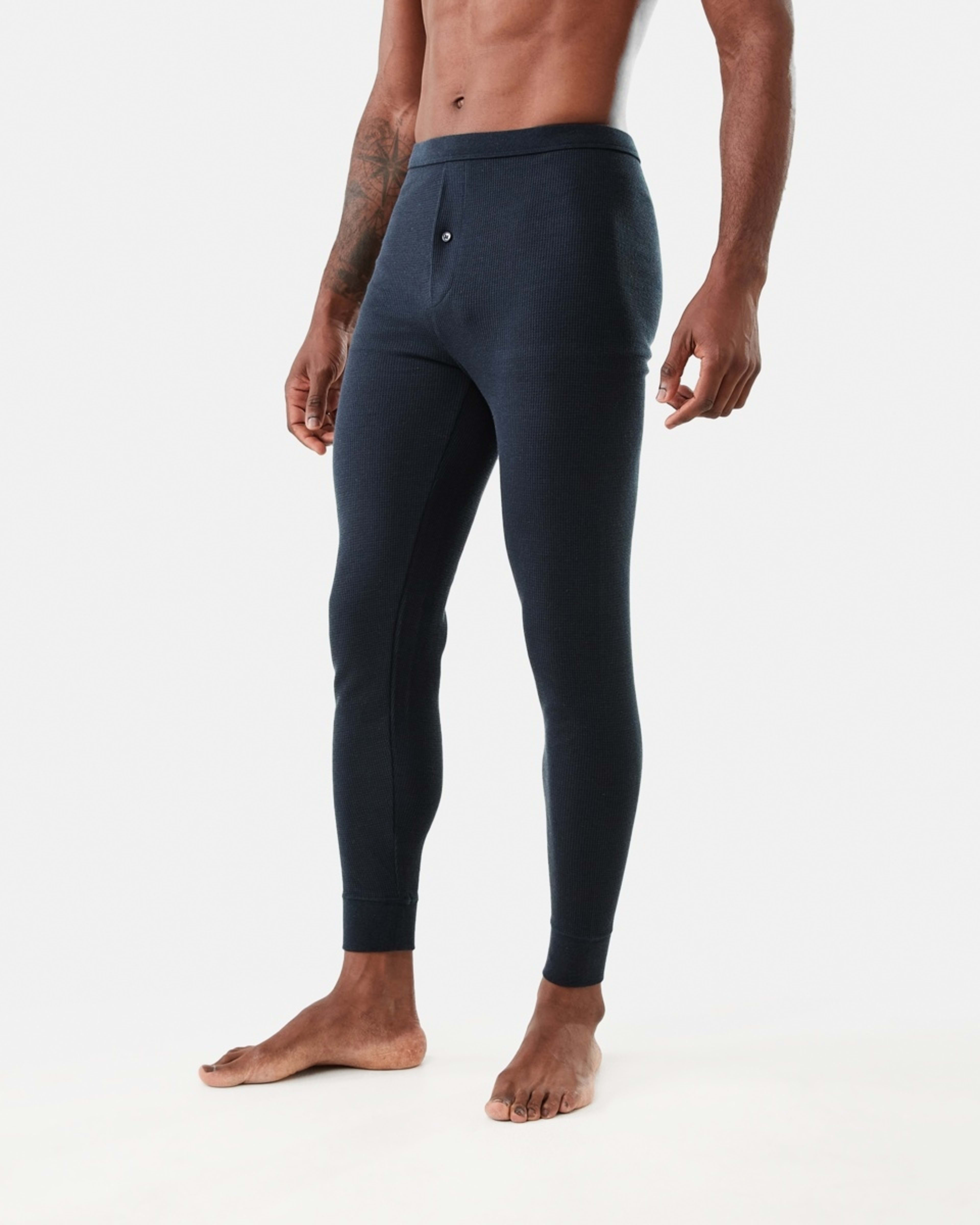 2 Long Mini Waffle Thermal Pants Bluenights, 2 of 6