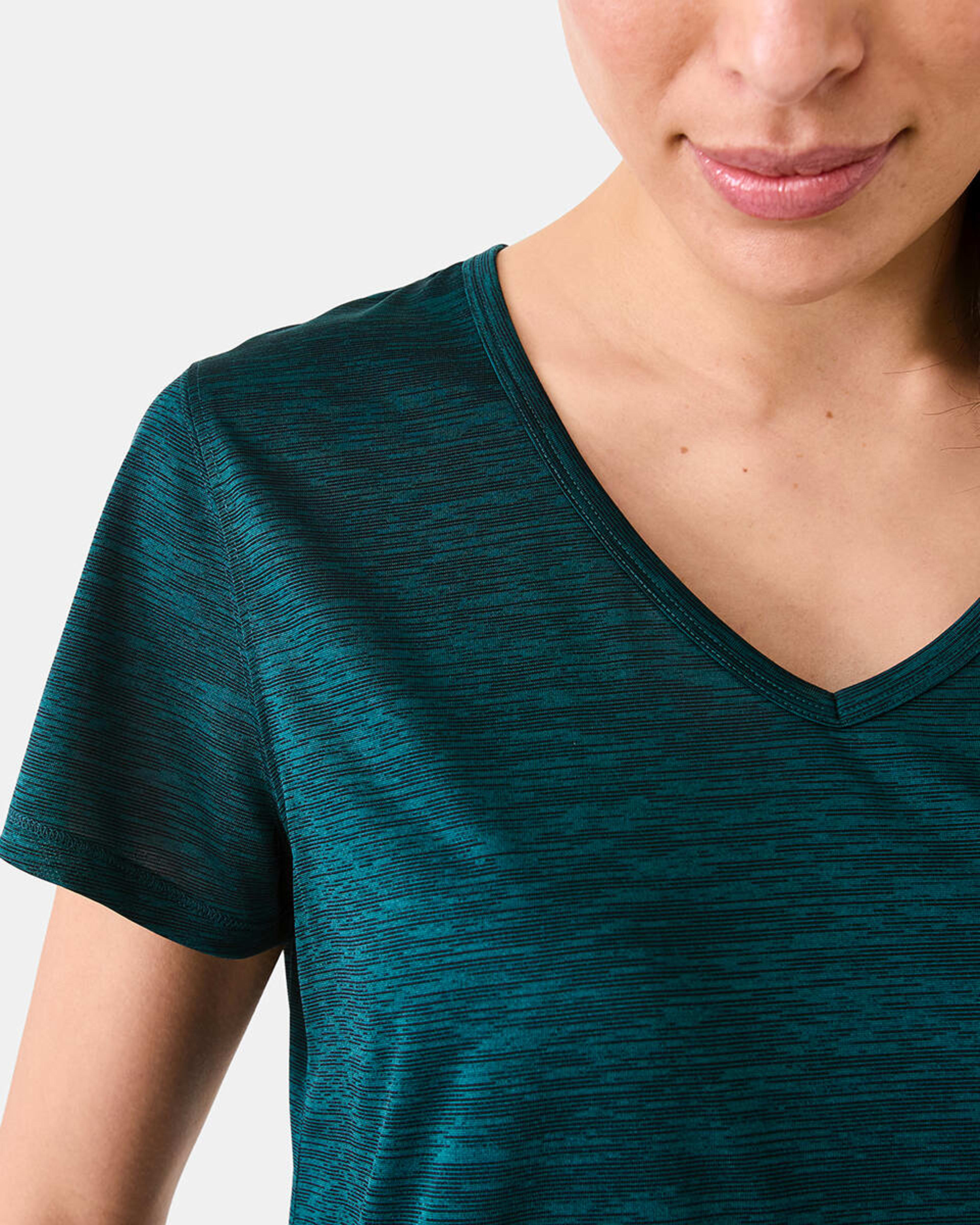 5 Active Womens Short Sleeve Core V-Neck T-shirt DEEP TEAL BLACK, 5 of 5