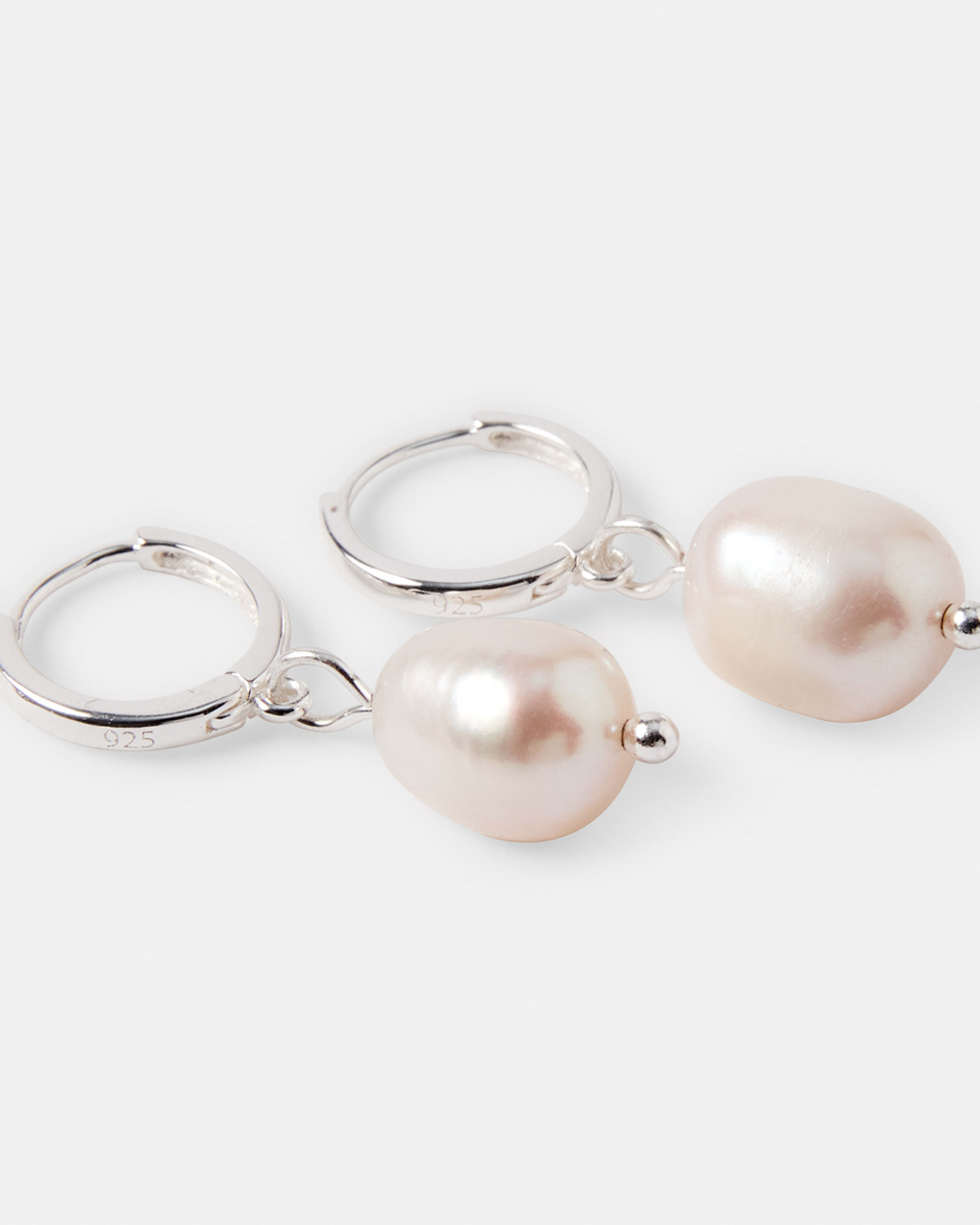 4 Sterling Silver Pearl Drop Earrings Silver, 4 of 5
