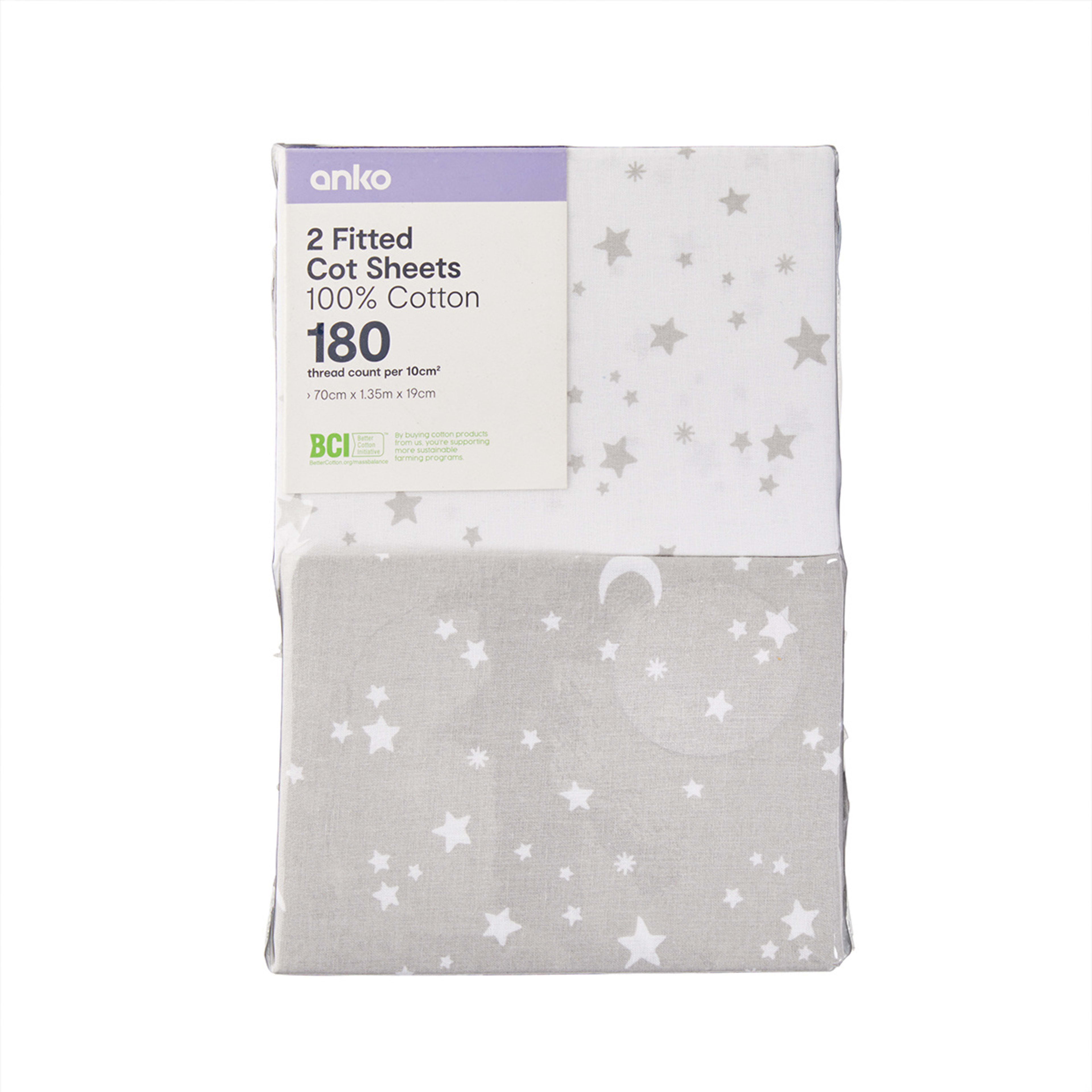 2 Pack Cotton Fitted Cot Sheets Stars Kmart