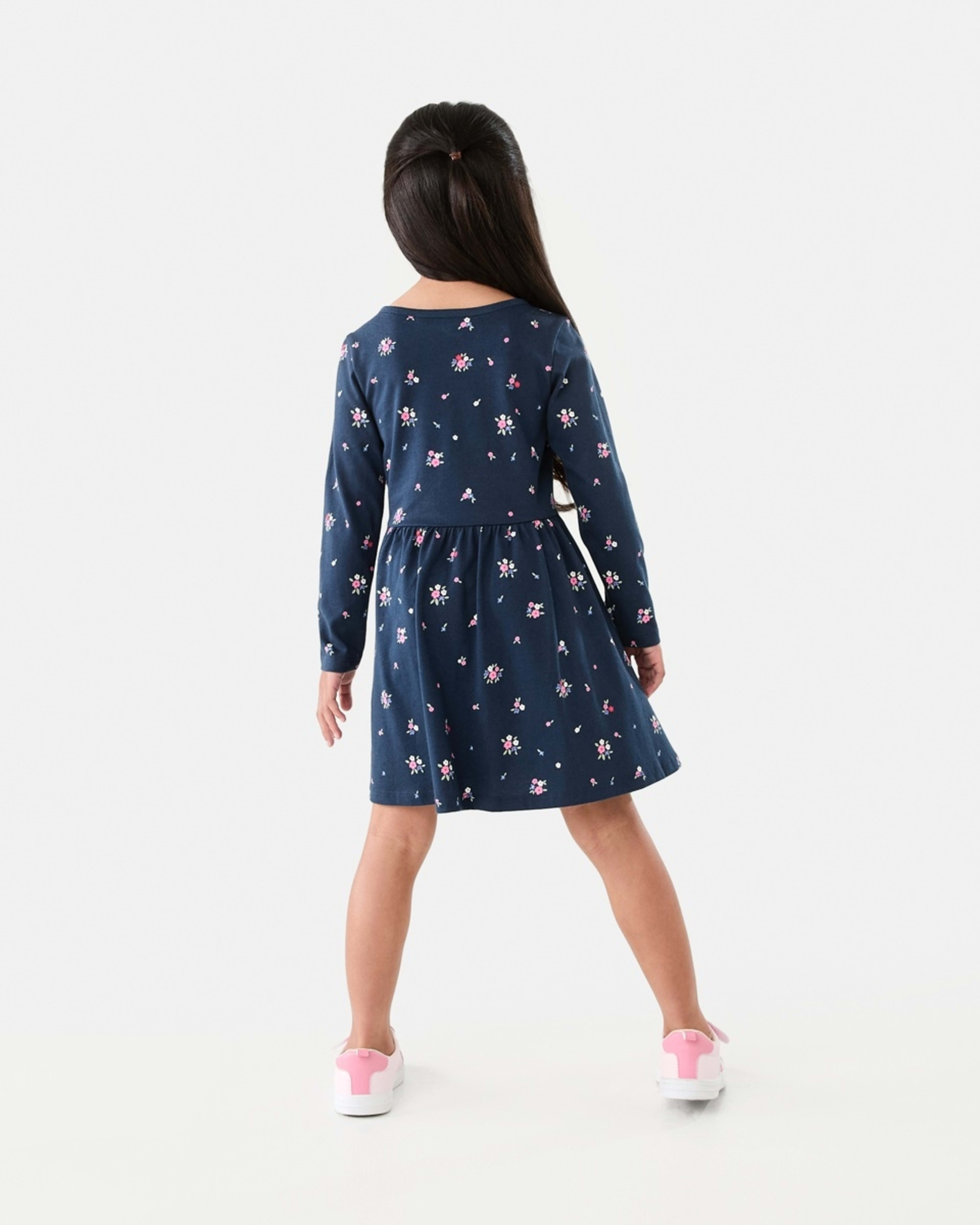 6 Long Sleeve Jersey Dress Ditsy, 6 of 8