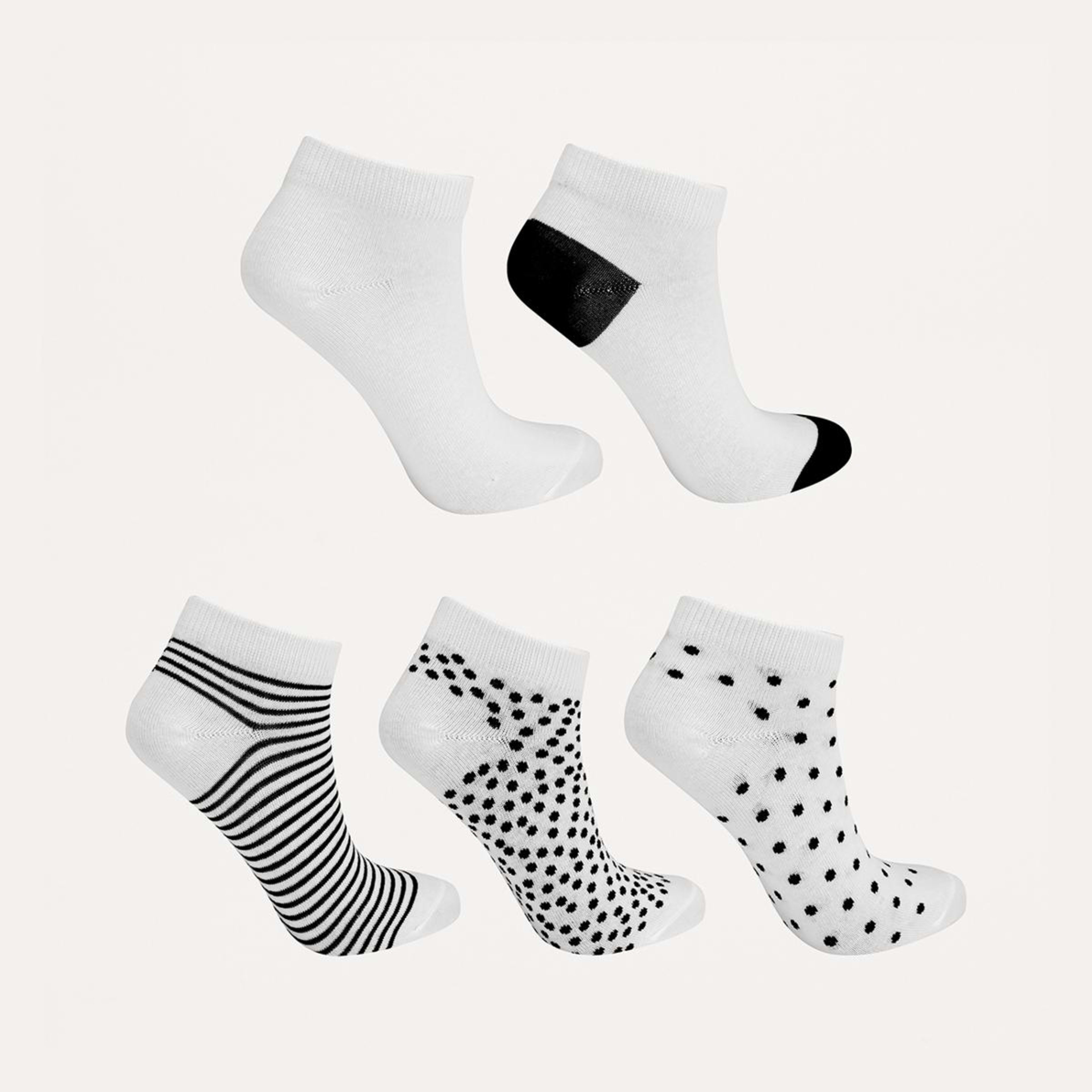 2 5 Pack Fashion Low Cut Socks White Mono, 2 of 3
