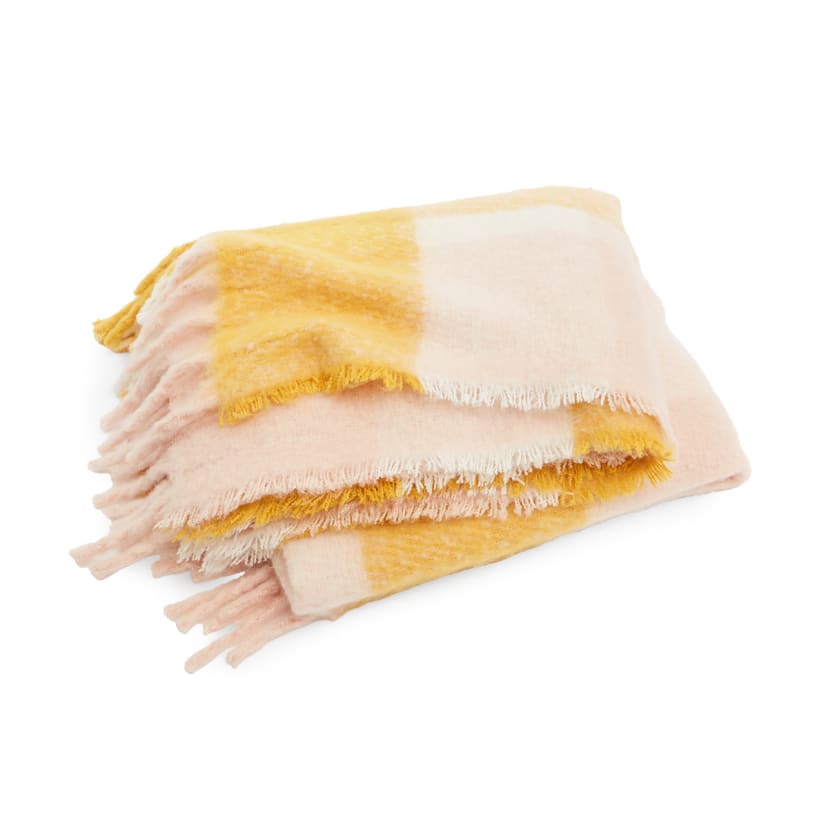 Check Woven Throw Pink and Mustard Kmart