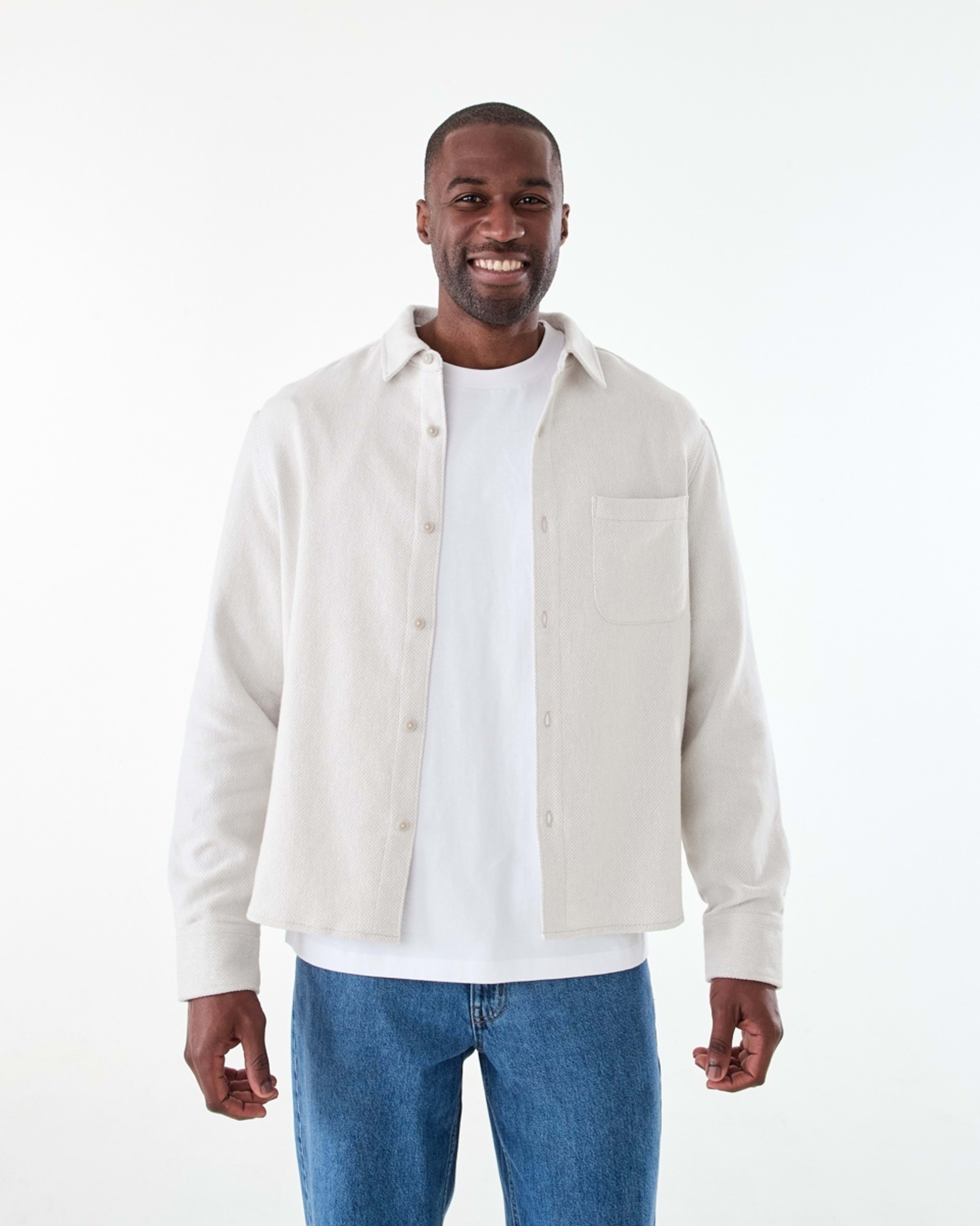 1 Long Sleeve Jacquard Overshirt STRING BEIGE, 1 of 7