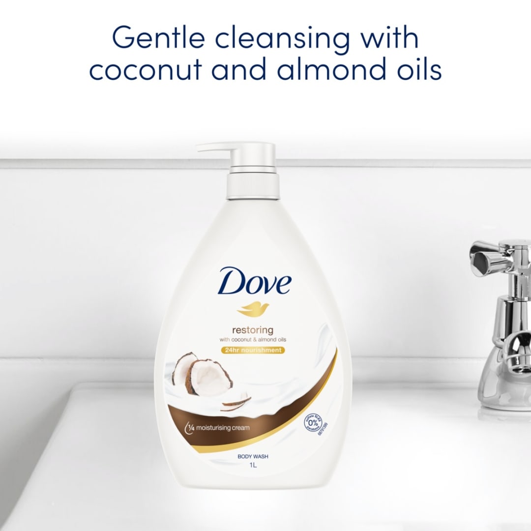 Dove Restoring & Nourishing Body Wash 1L Coconut & Almond Oil Kmart