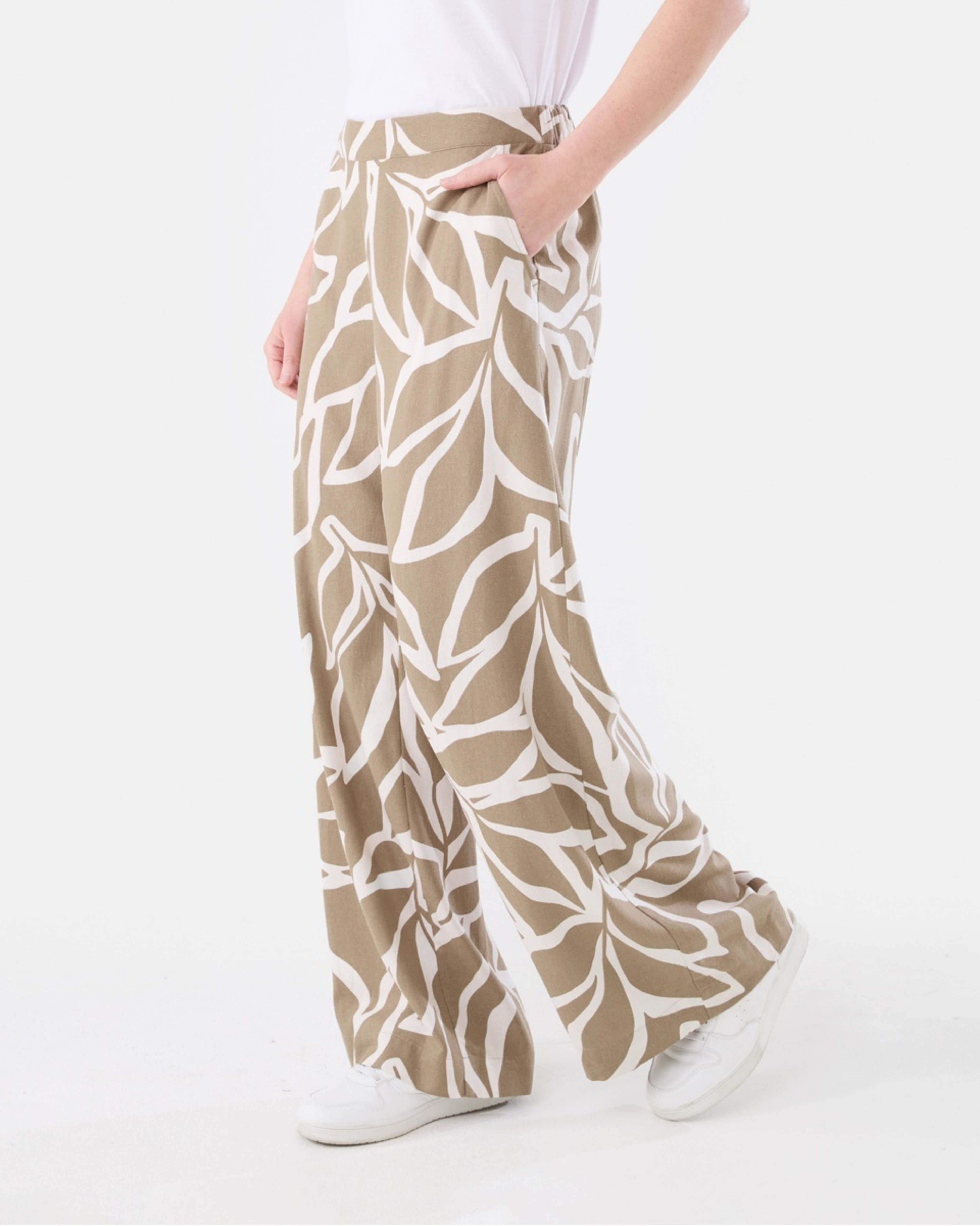 2 Textured Wide Leg Pants LEAVES CARIBOU, 2 of 5